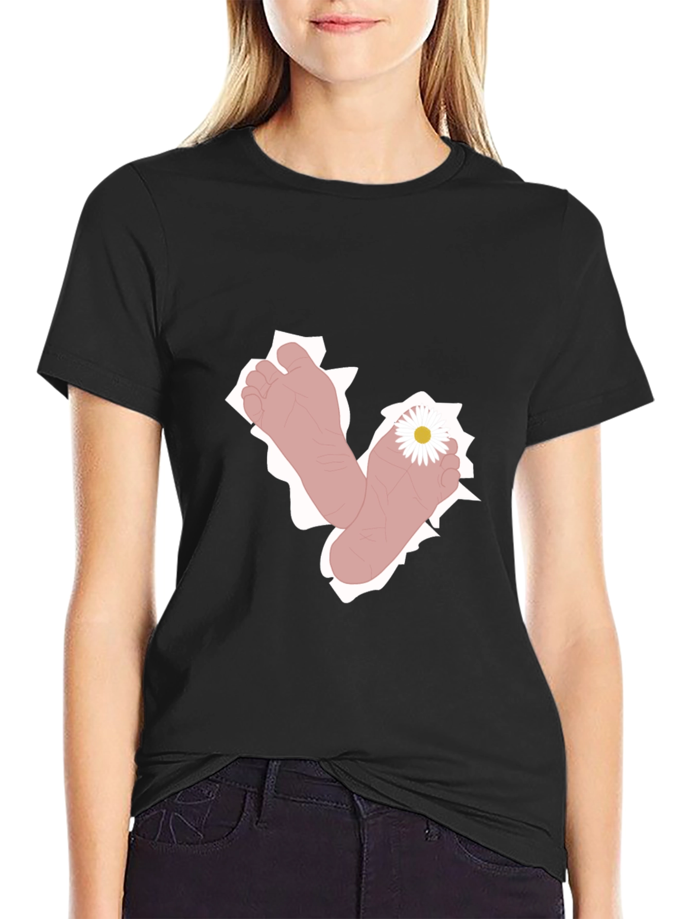 Barefoot Daisy Black Graphic Tee