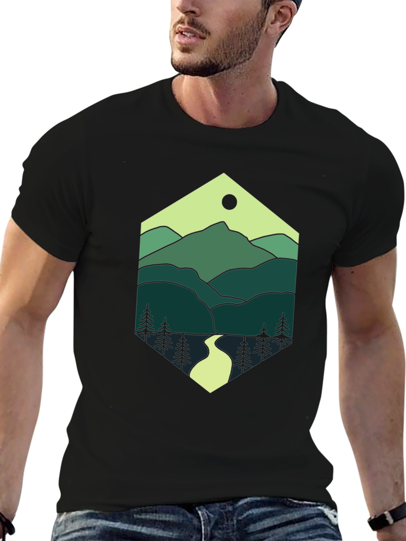 Nature Hexagon Tee - Mountain Graphic T-Shirt
