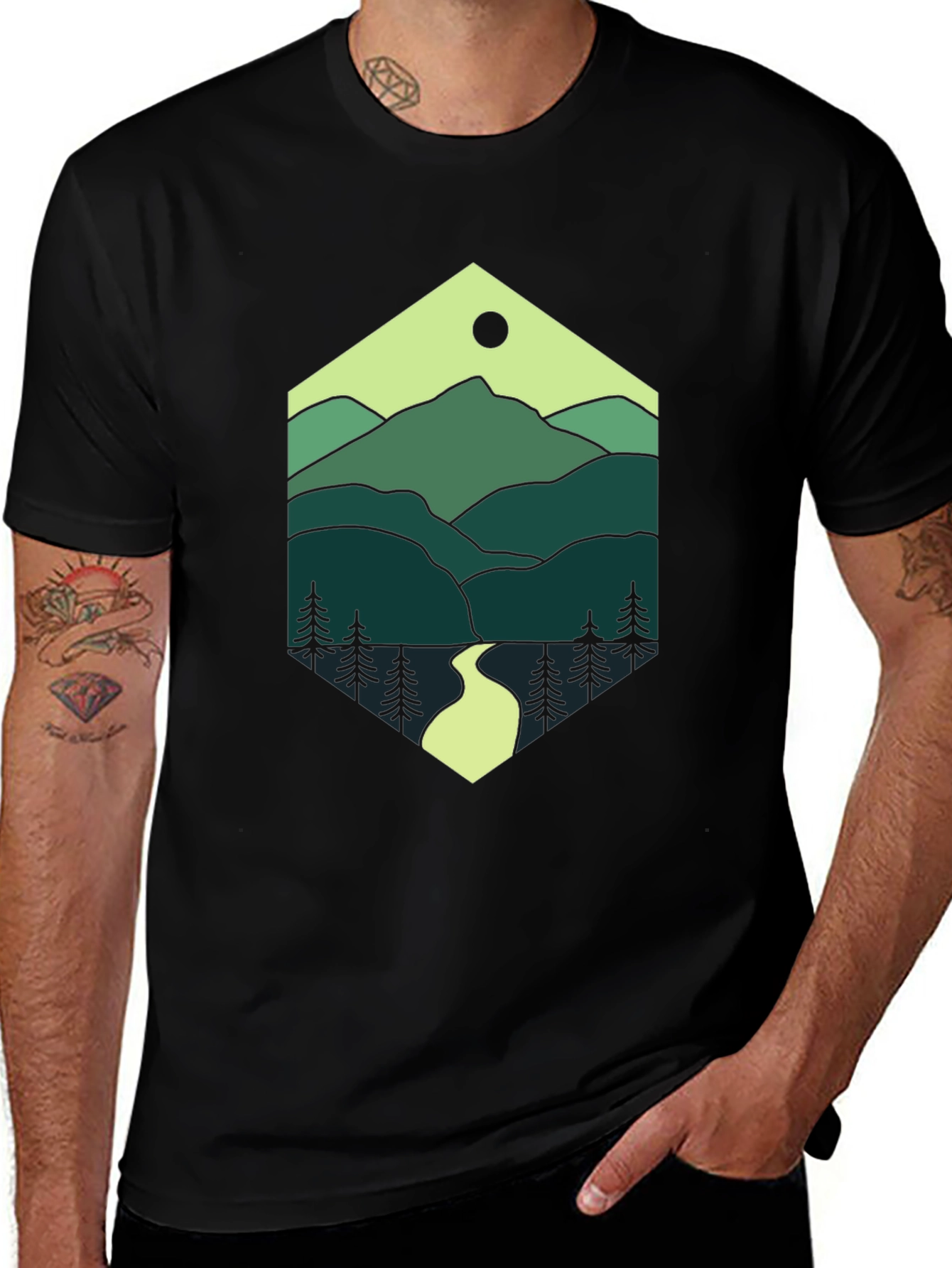 Nature Hexagon Tee - Mountain Graphic T-Shirt