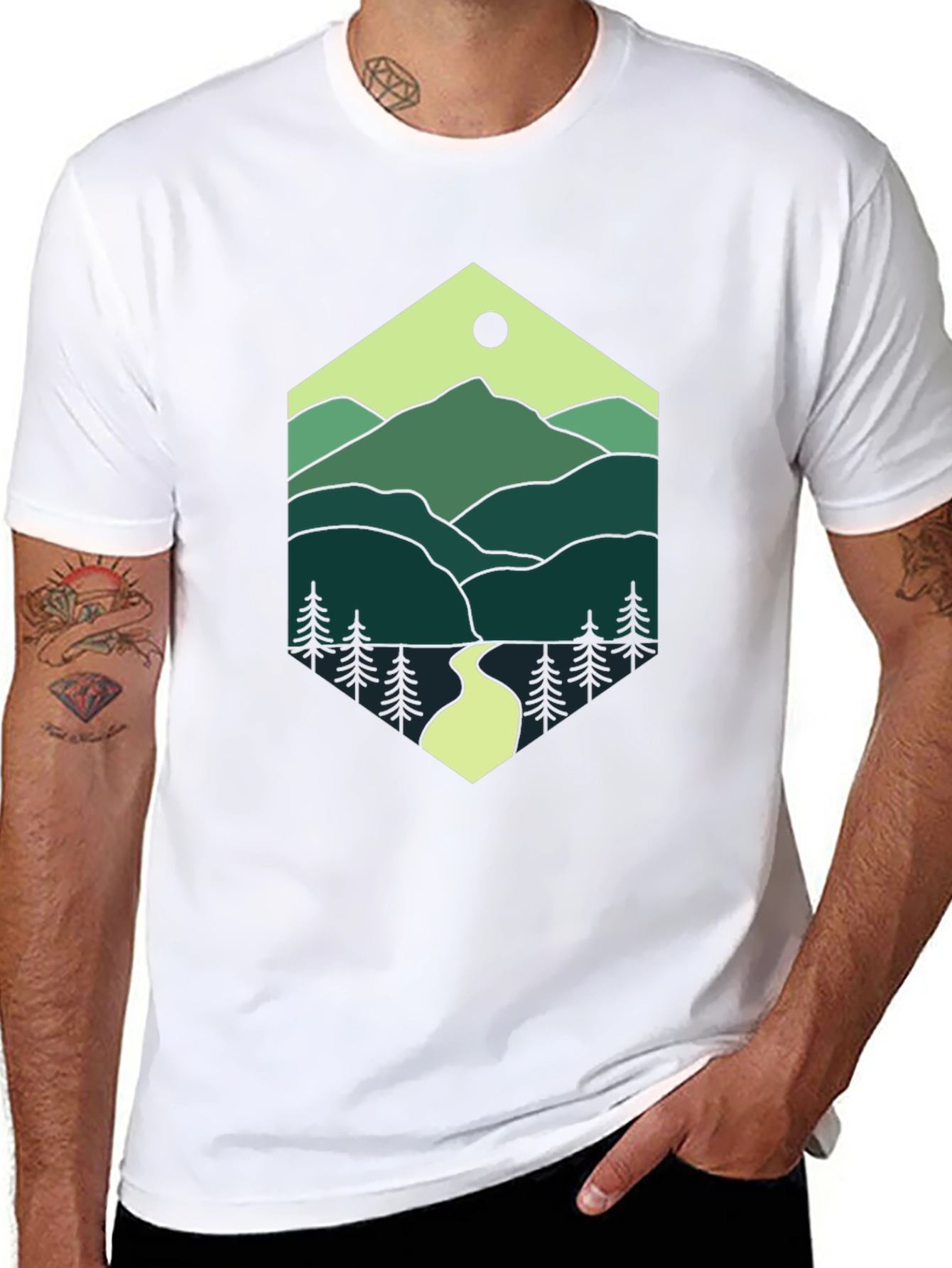 Nature Hexagon Tee - Mountain Graphic T-Shirt