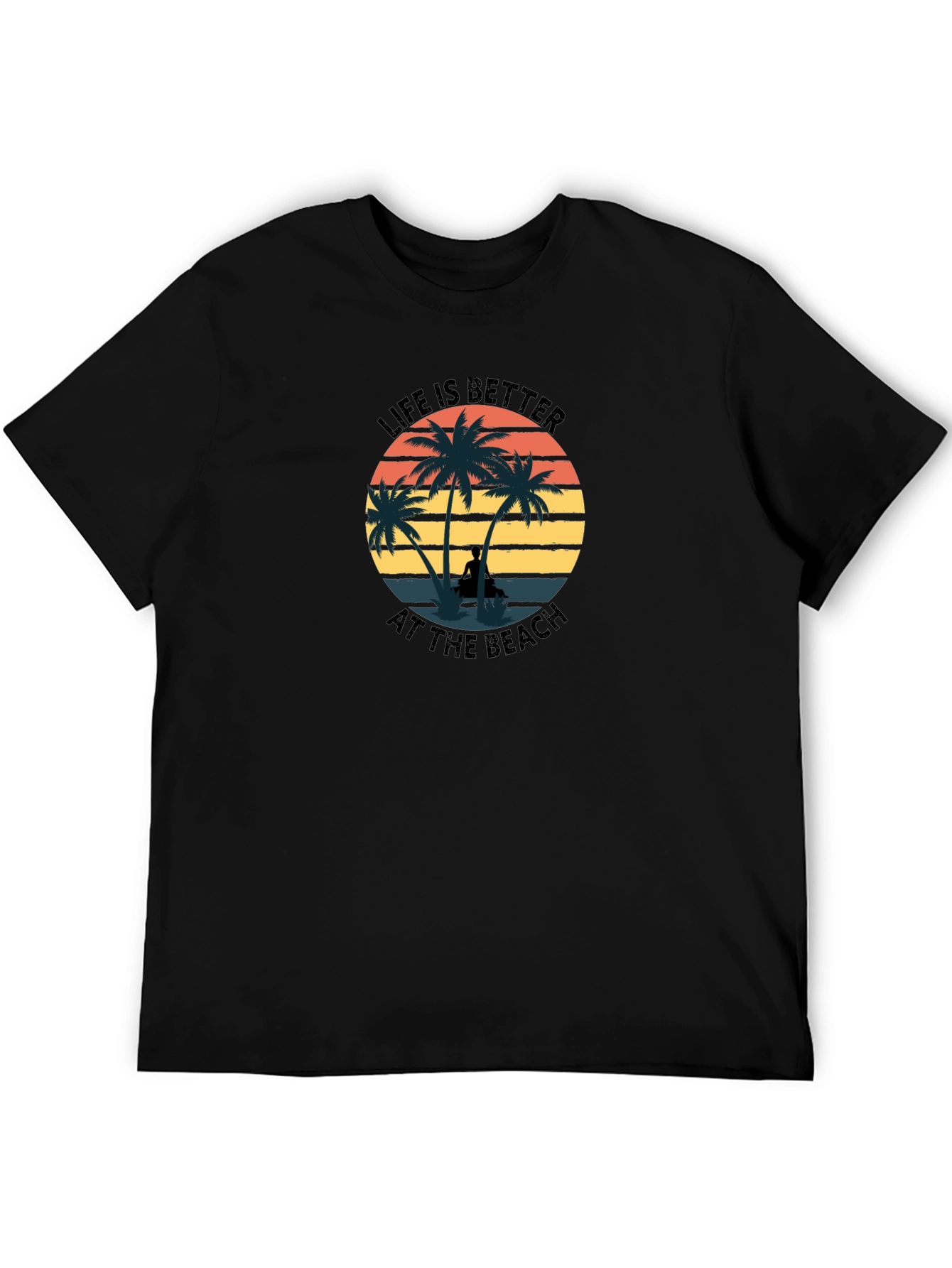 Beach Life T-Shirt - Palm Tree Sunset Graphic Tee
