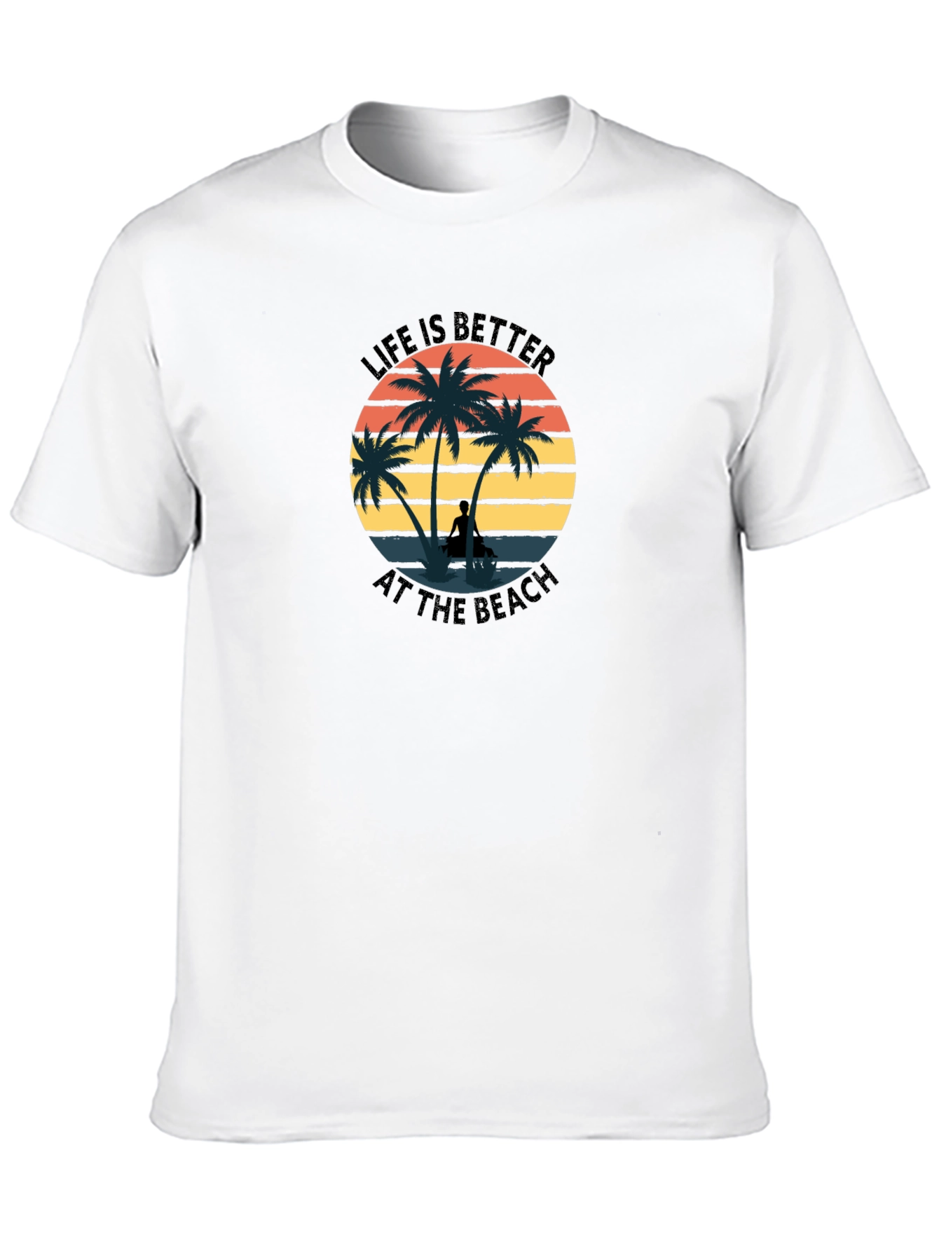 Beach Life T-Shirt - Palm Tree Sunset Graphic Tee