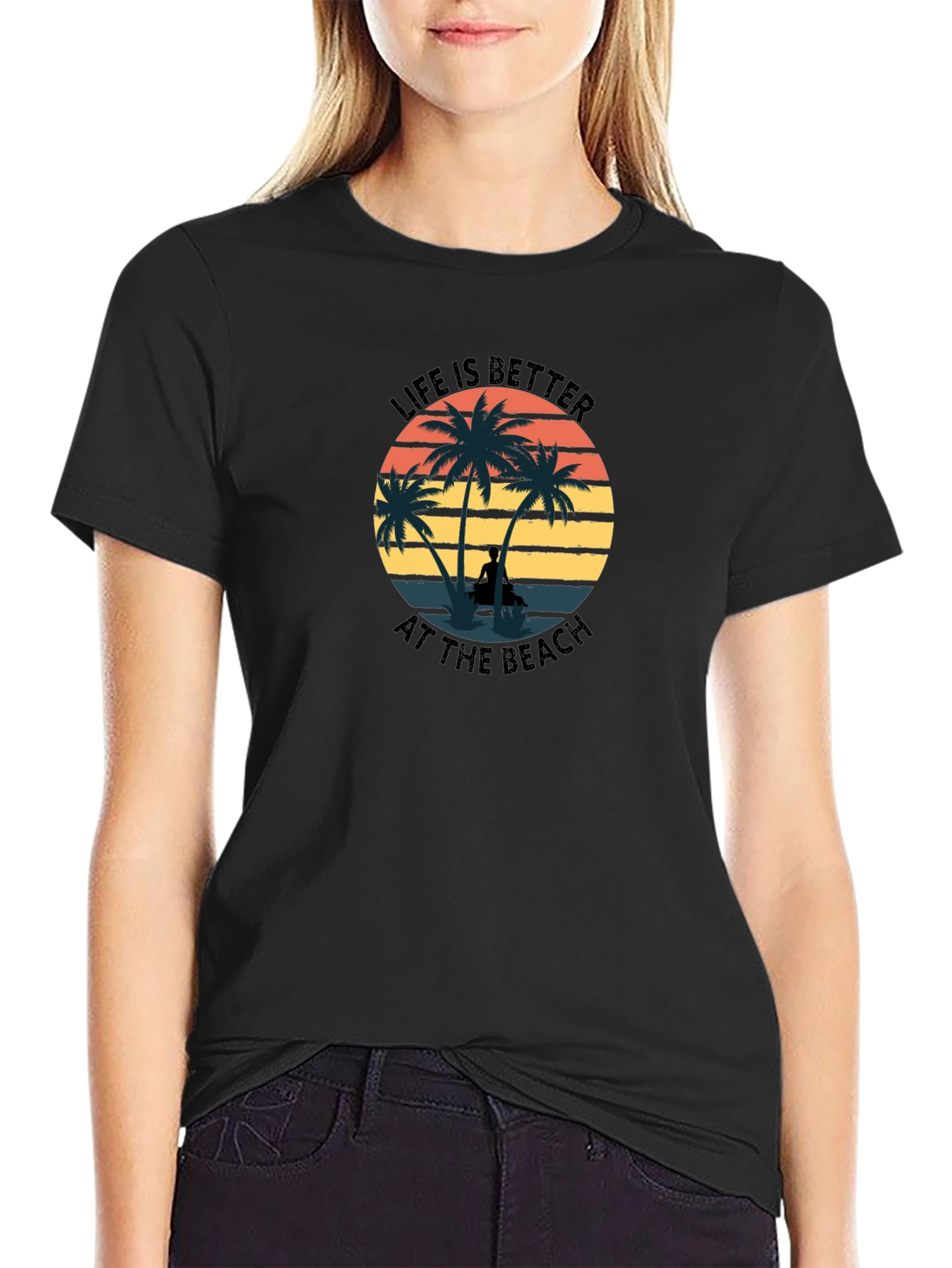 Beach Life T-Shirt - Palm Tree Sunset Graphic Tee