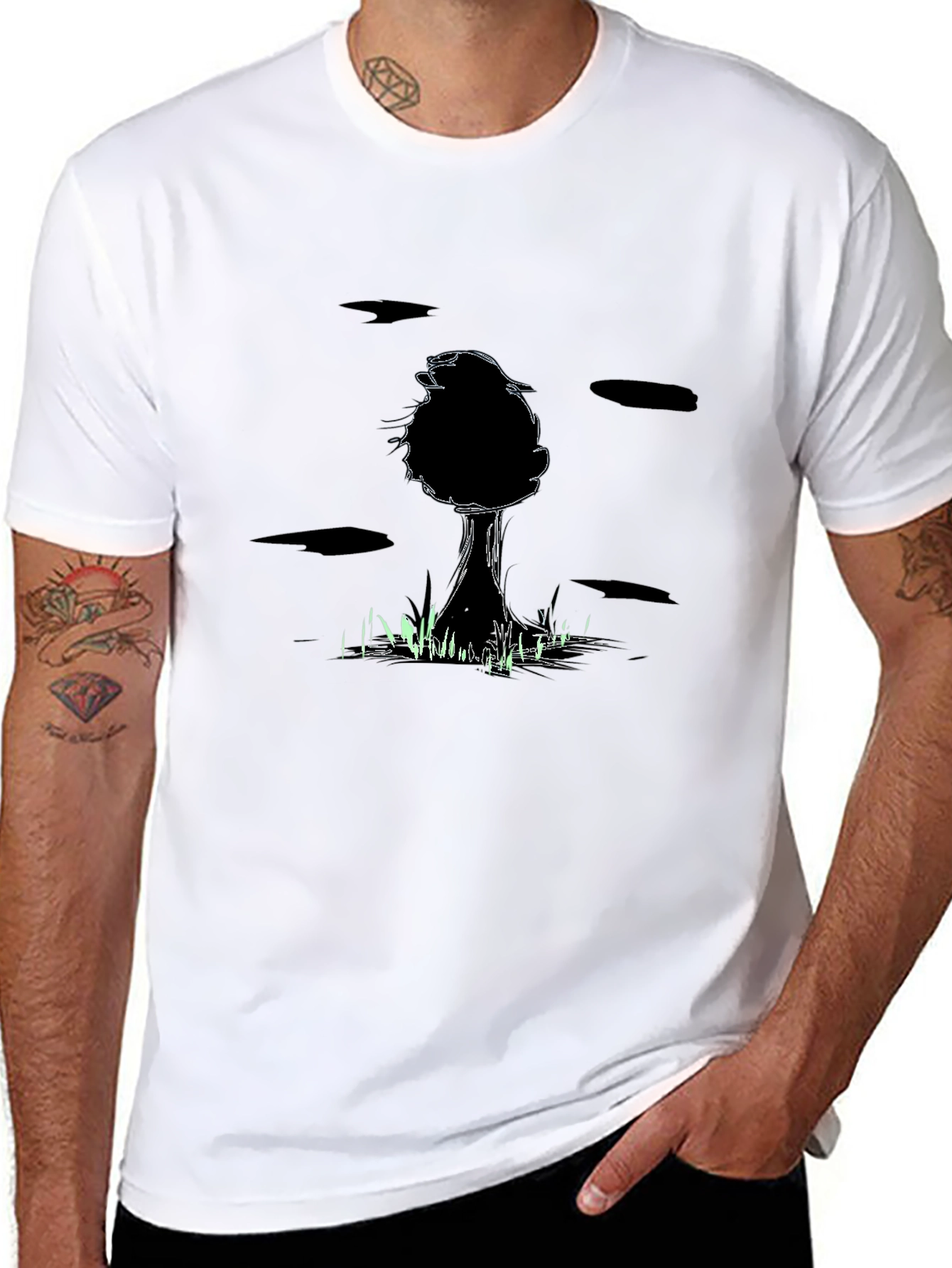 Mens Black Tree Graphic Tee