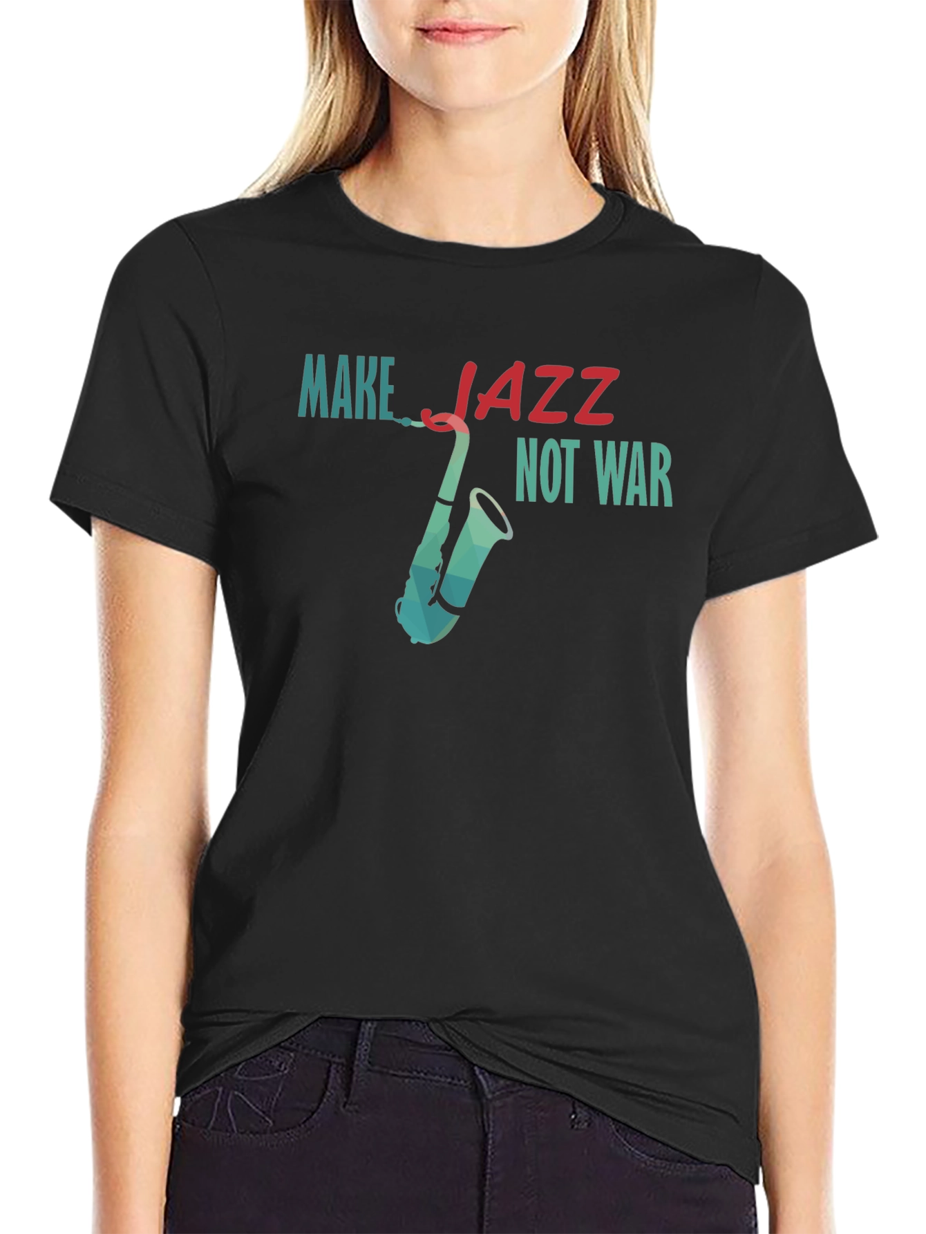 Make Jazz Not War Graphic Tee - Black