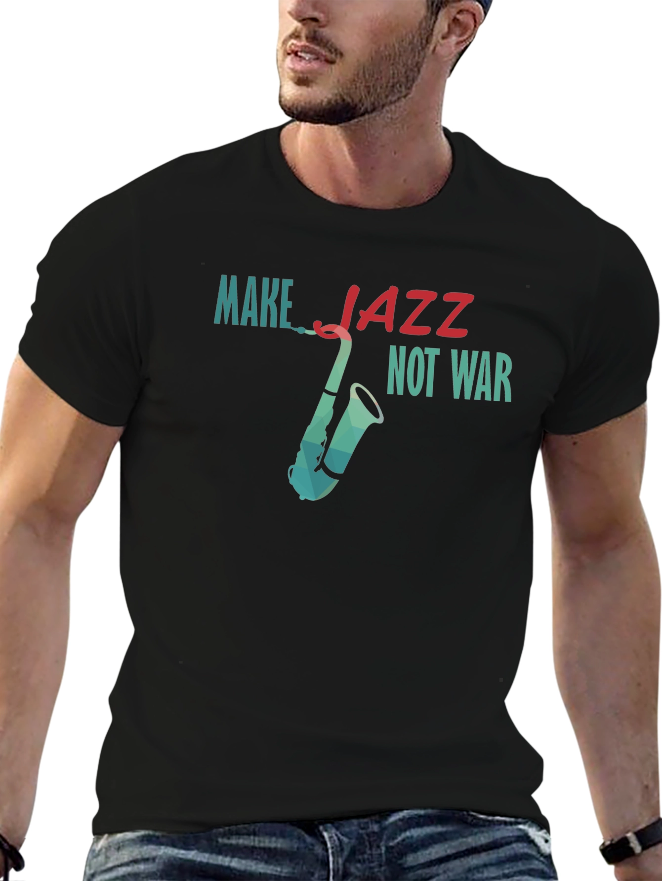 Make Jazz Not War Graphic Tee - Black