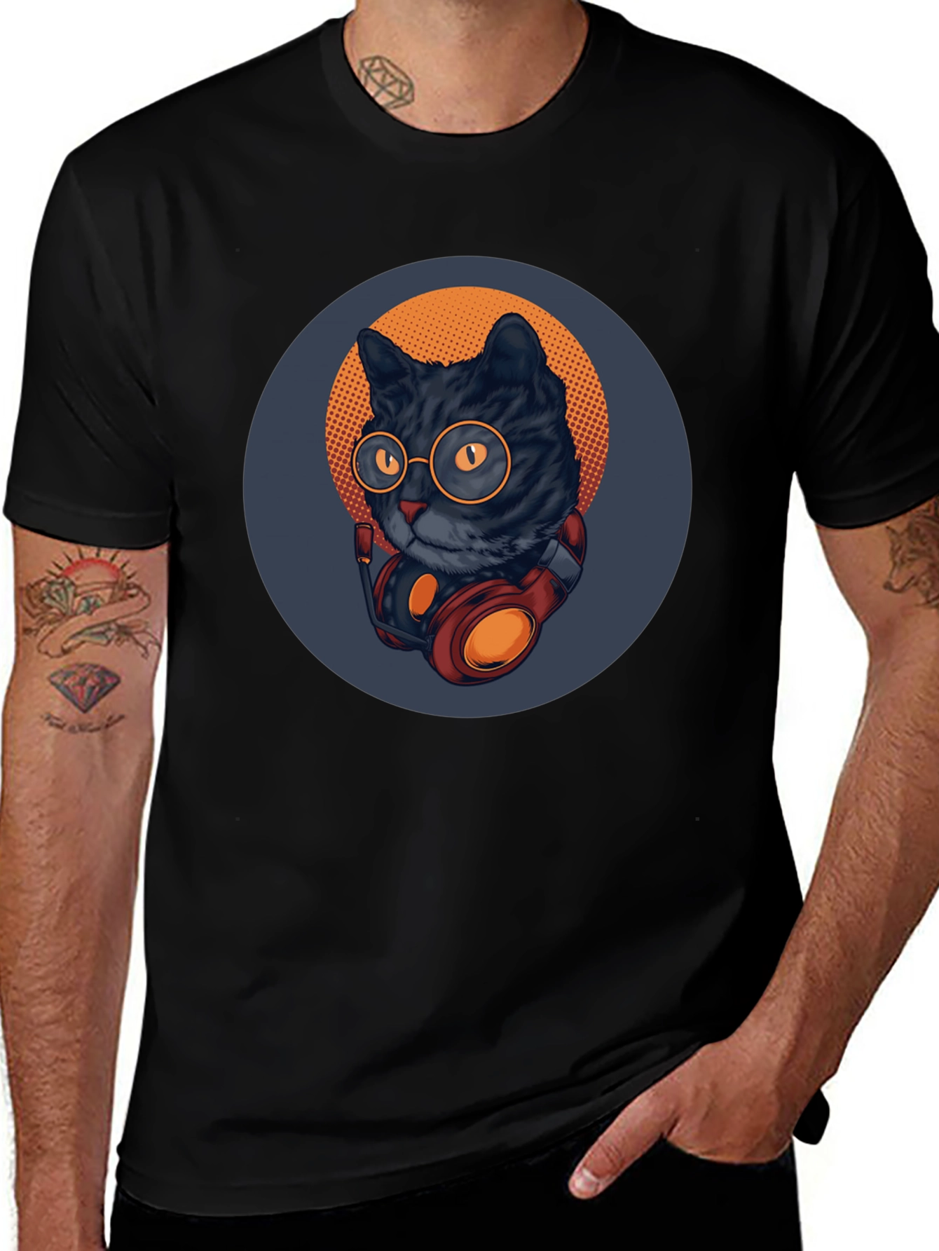 Cool Cat Tee: Retro DJ Style