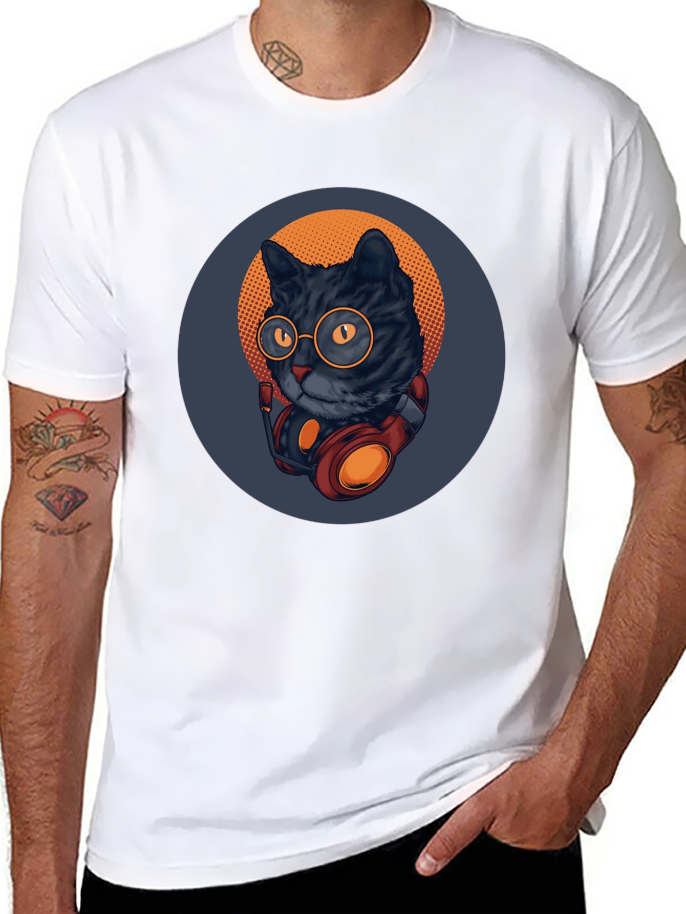 Cool Cat Tee: Retro DJ Style