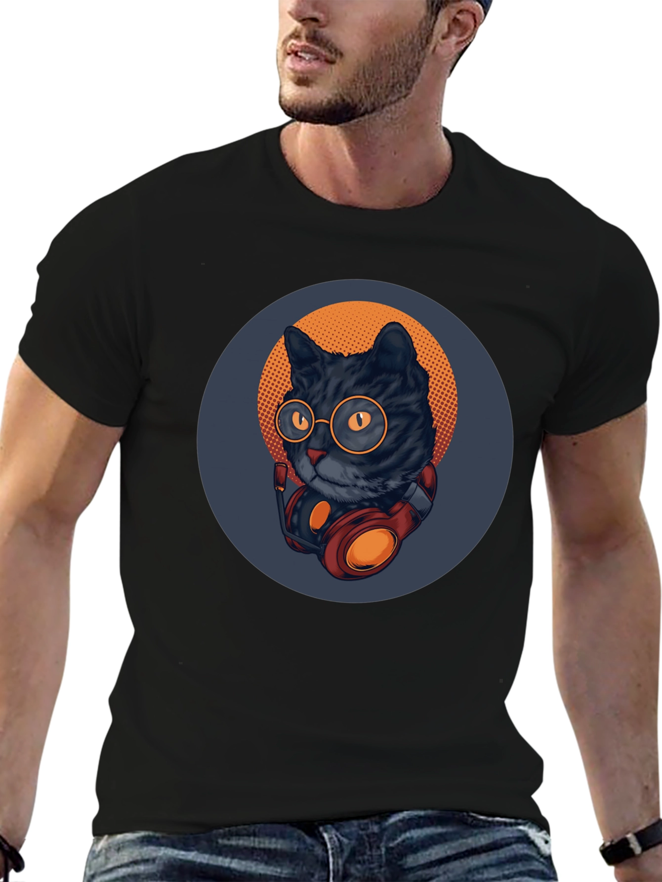 Cool Cat Tee: Retro DJ Style