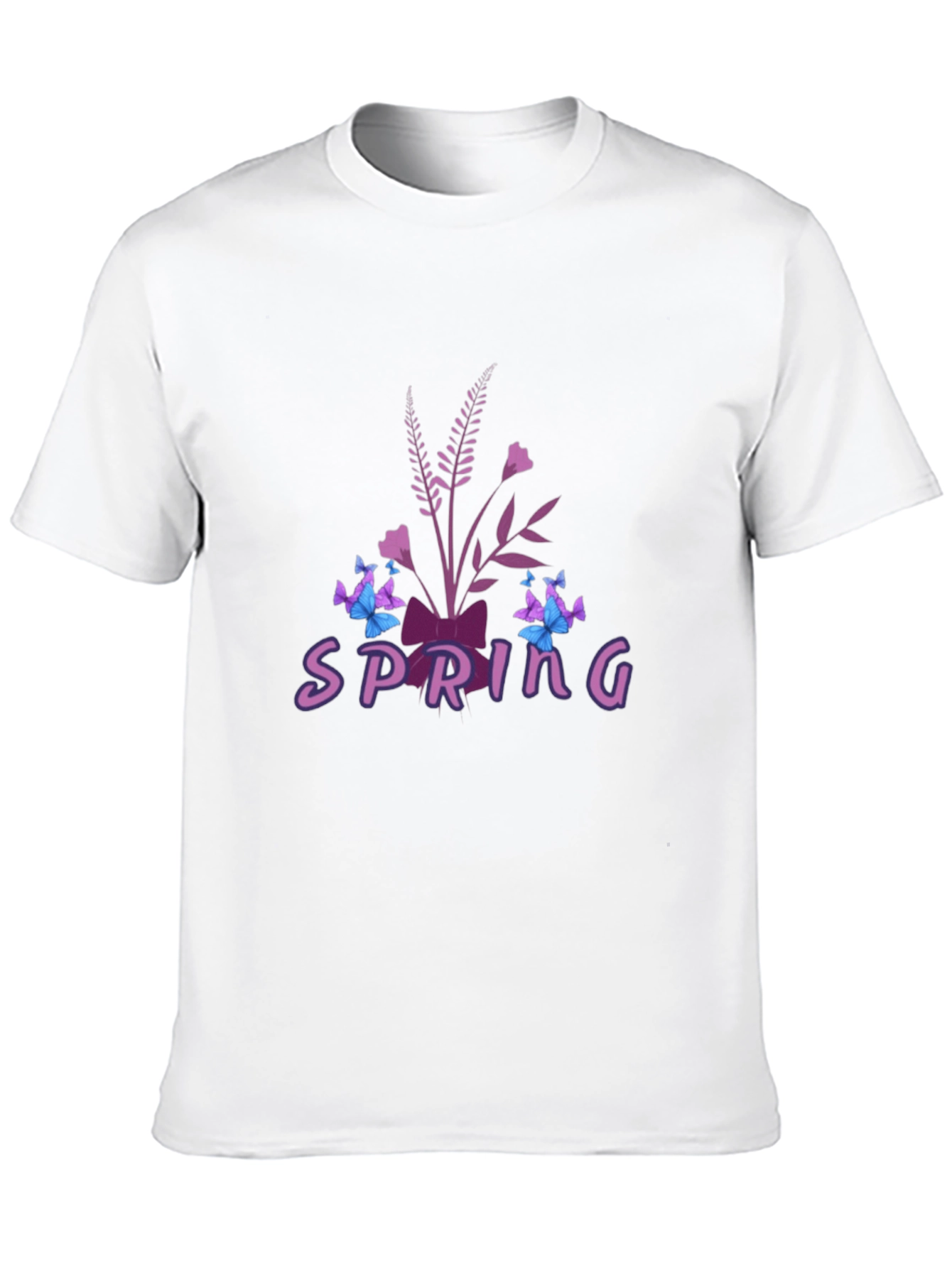 Spring Floral Butterfly Graphic Tee - Black