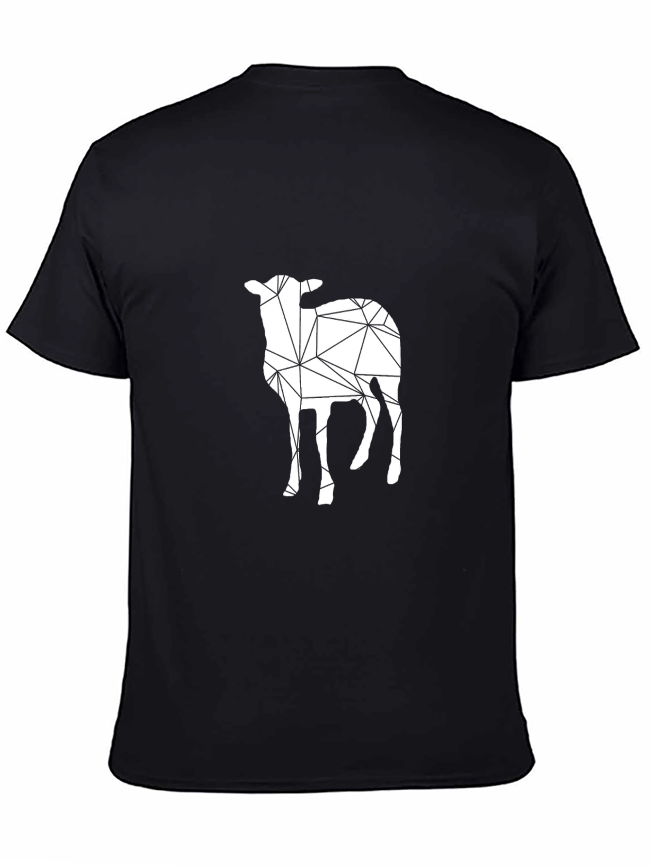 Geometric Lamb Graphic Black T-Shirt