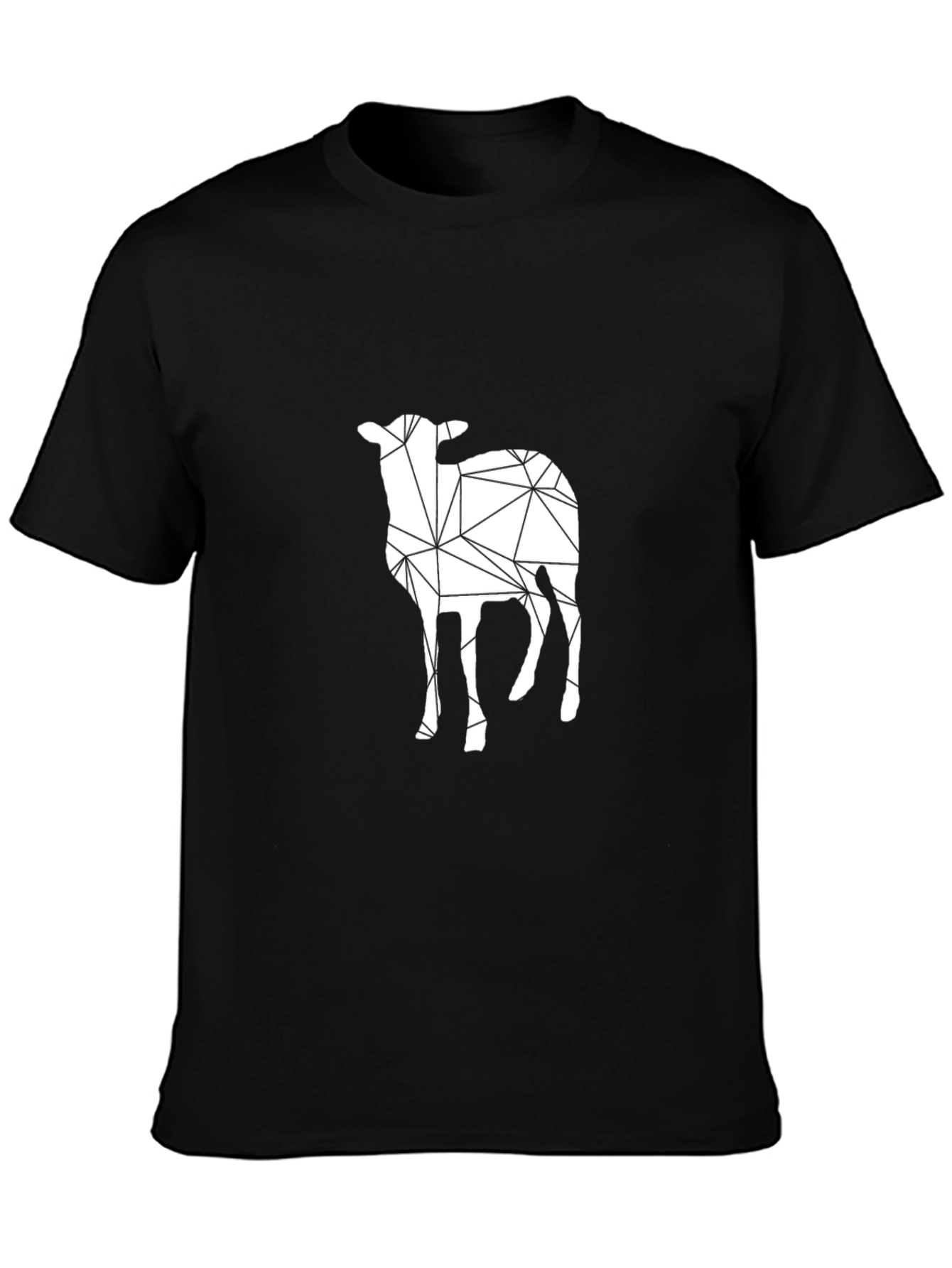 Geometric Lamb Graphic Black T-Shirt