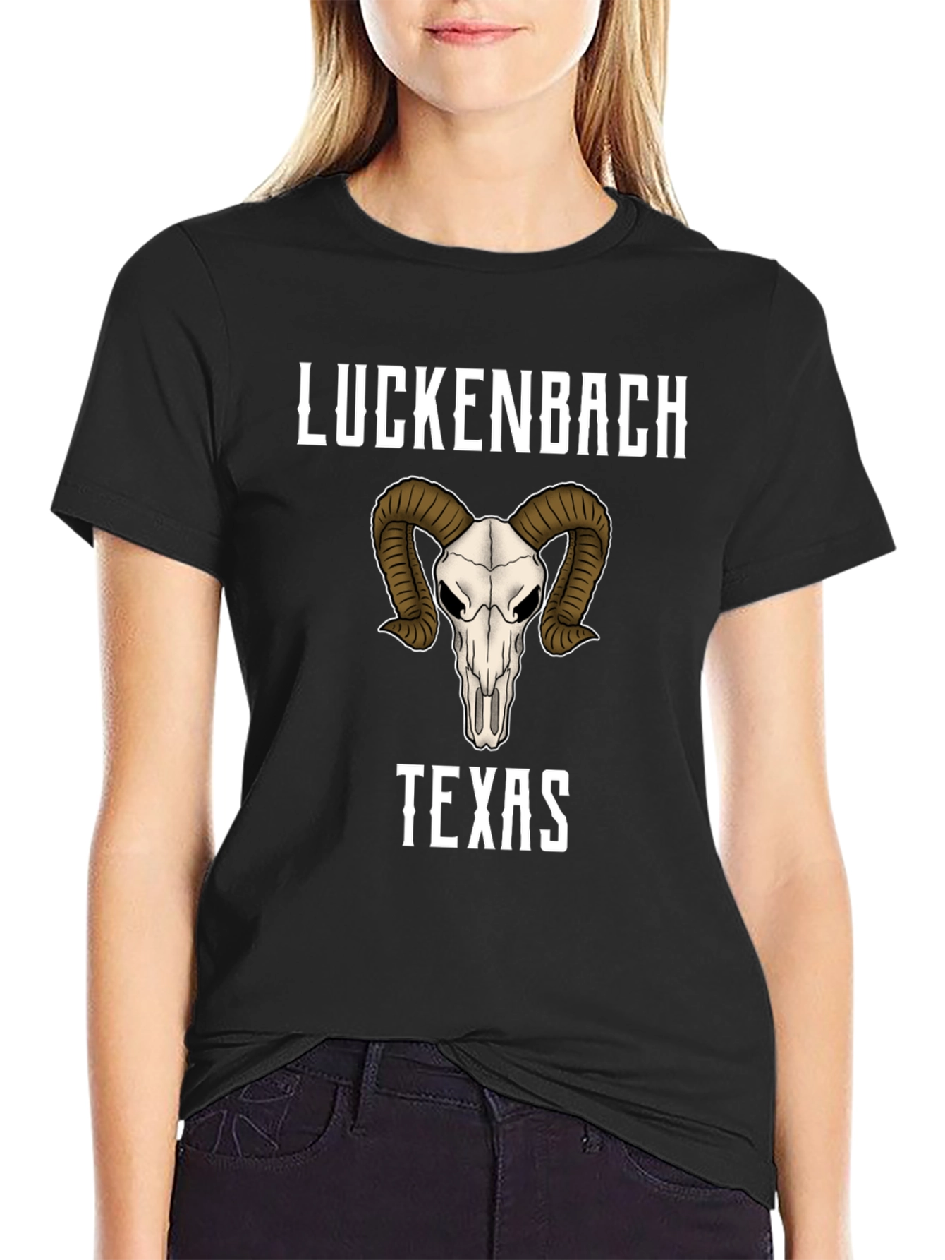 Luckenbach Texas Ram Skull Graphic T-Shirt