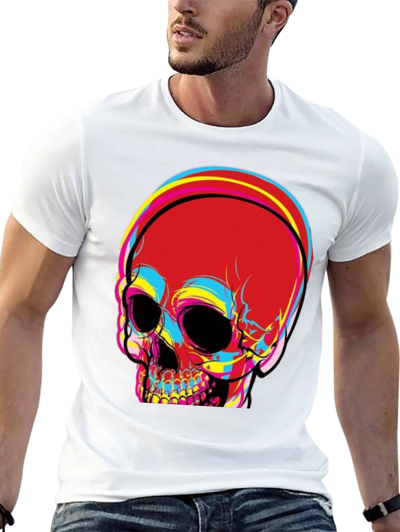 Skull Graphic Print Mens Black T-Shirt