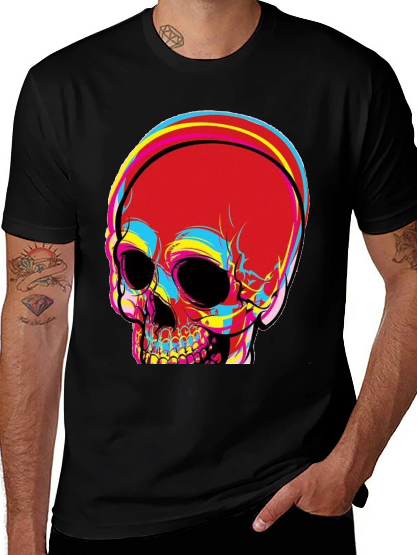Skull Graphic Print Mens Black T-Shirt