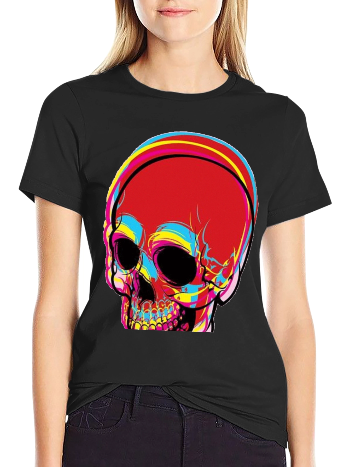 Skull Graphic Print Mens Black T-Shirt