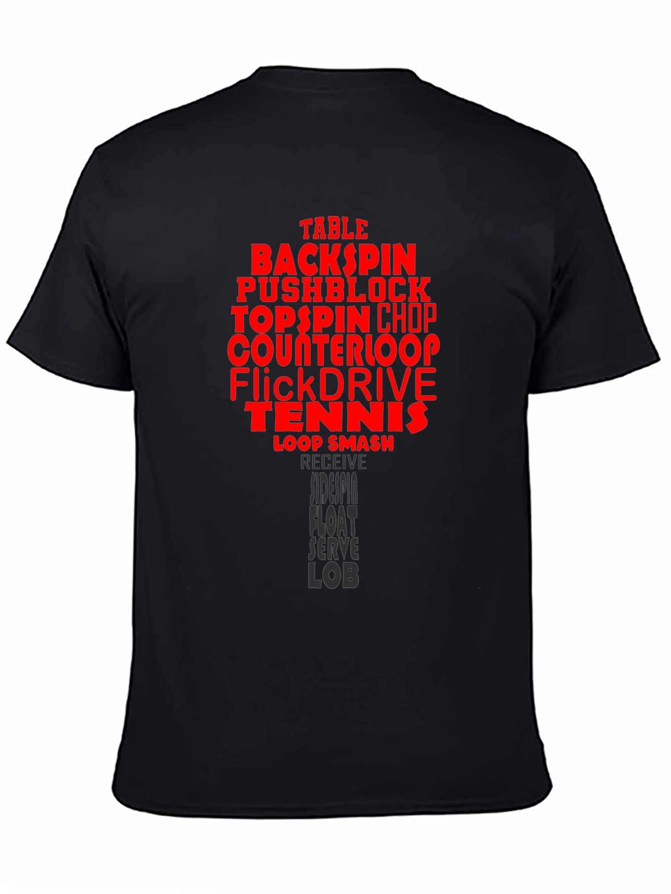 Table Tennis Terms Black T-Shirt