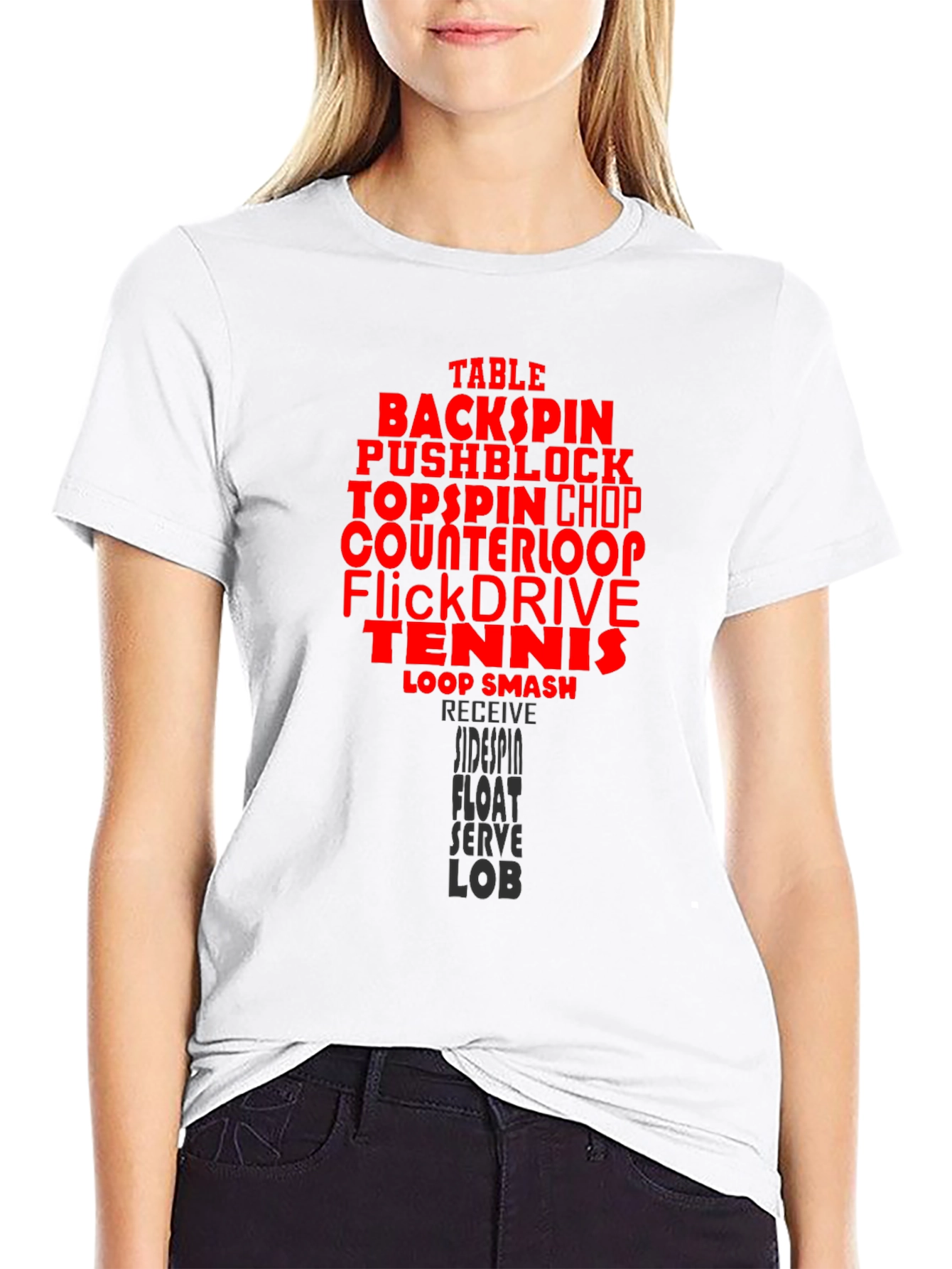 Table Tennis Terms Black T-Shirt