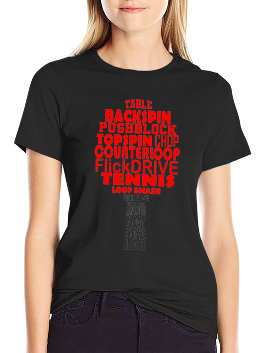 Table Tennis Terms Black T-Shirt