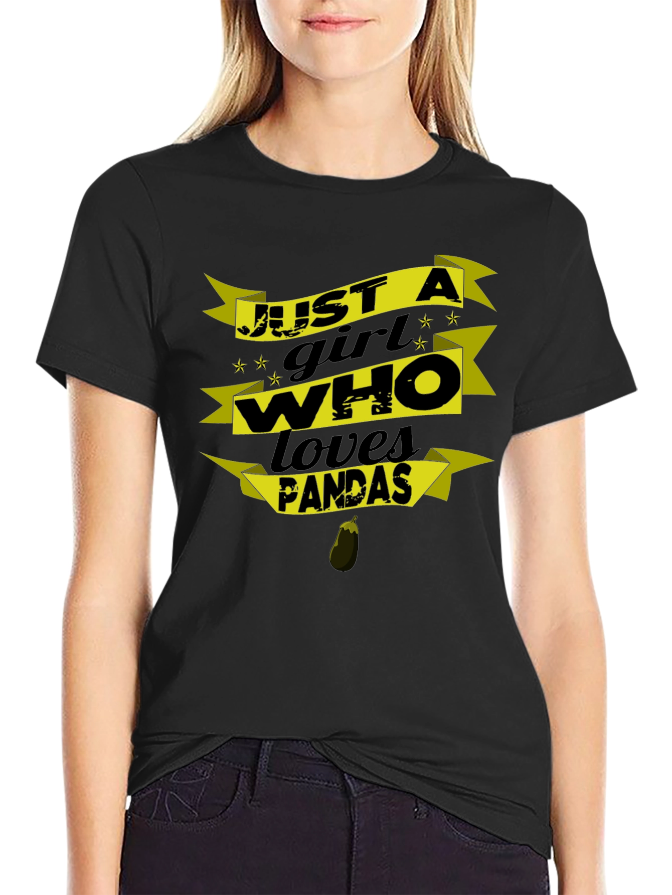 Just a Girl Who Loves Pandas Black T-Shirt
