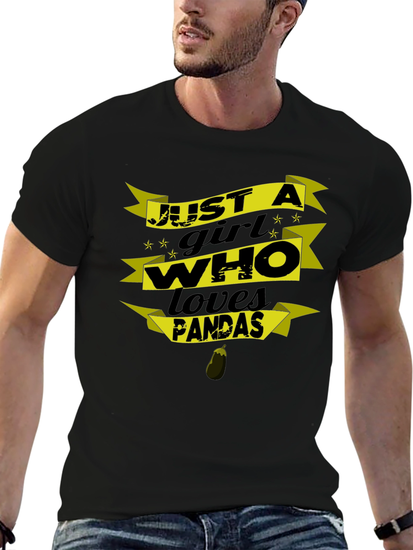 Just a Girl Who Loves Pandas Black T-Shirt