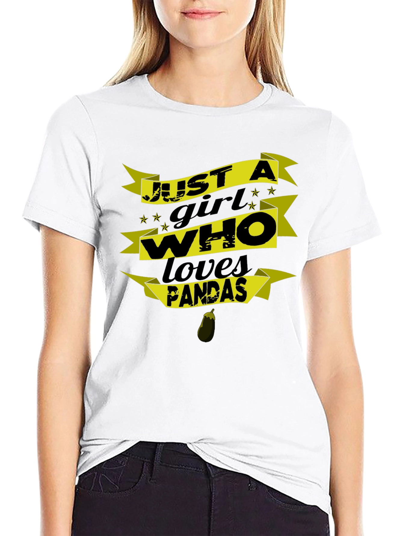 Just a Girl Who Loves Pandas Black T-Shirt
