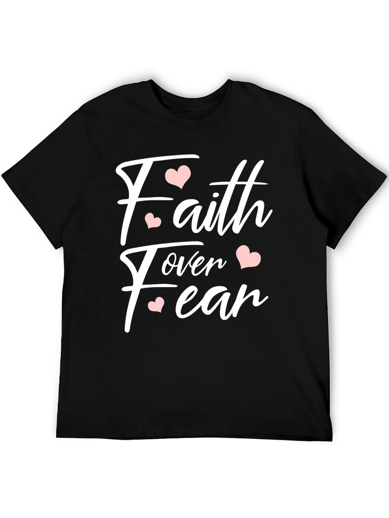 Faith Over Fear Heart Graphic Tee - Black