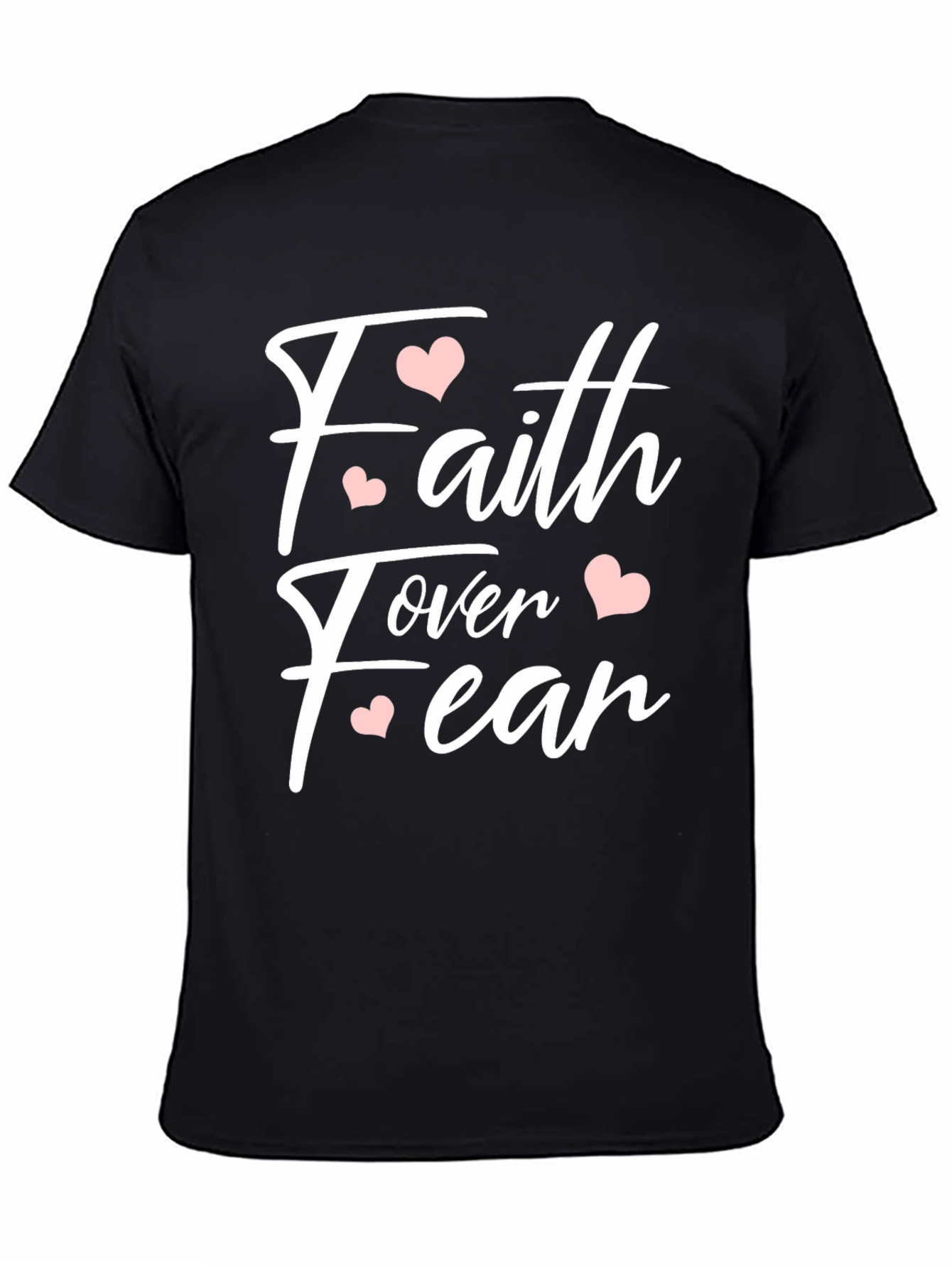 Faith Over Fear Heart Graphic Tee - Black