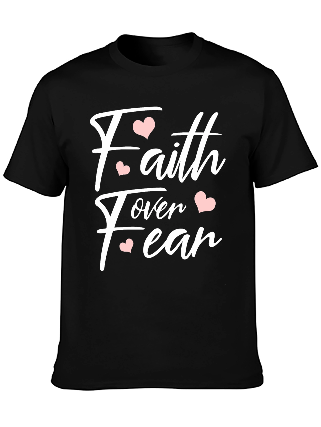 Faith Over Fear Heart Graphic Tee - Black