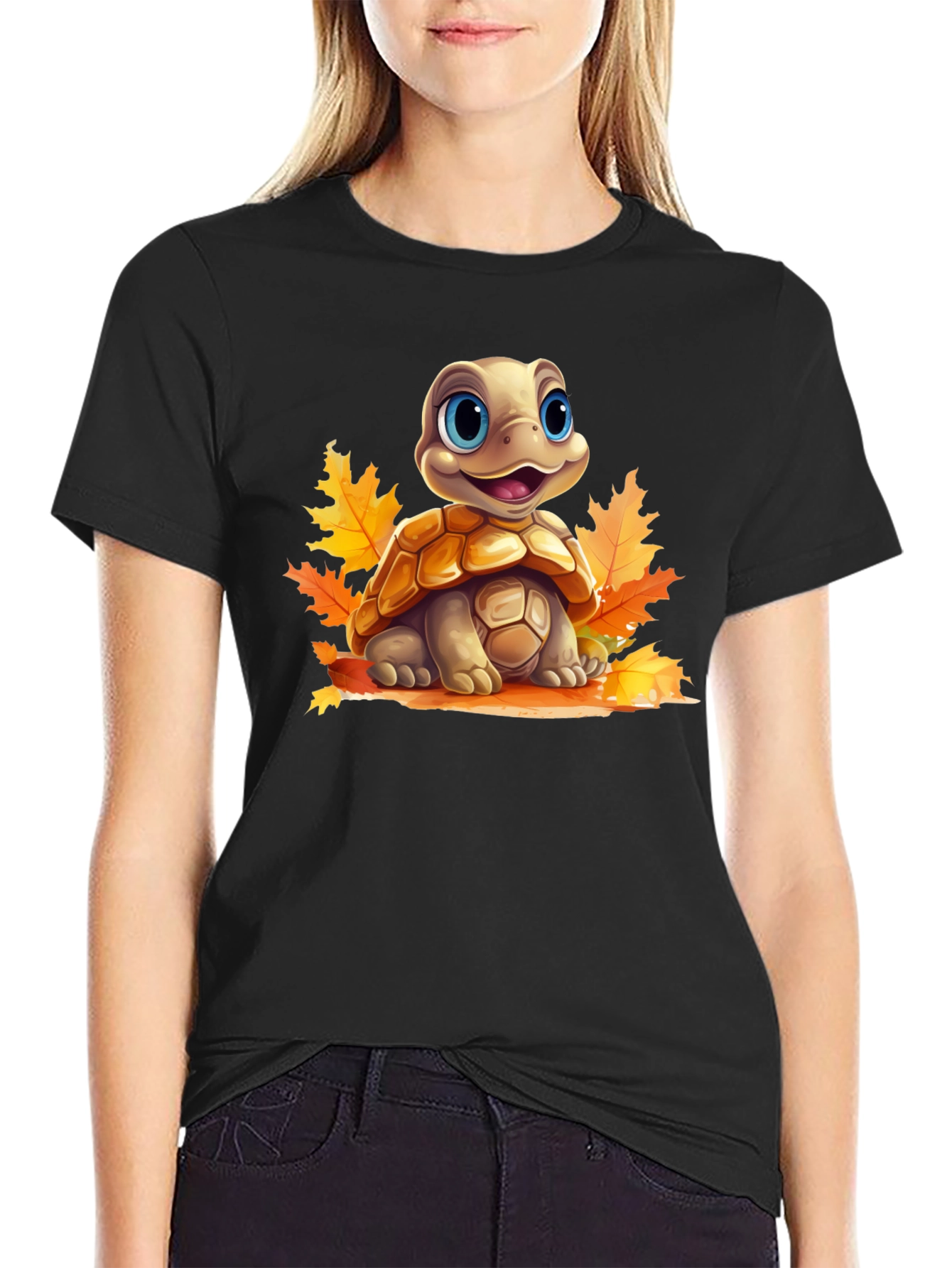 Turtle in Leaves Graphic Tee
