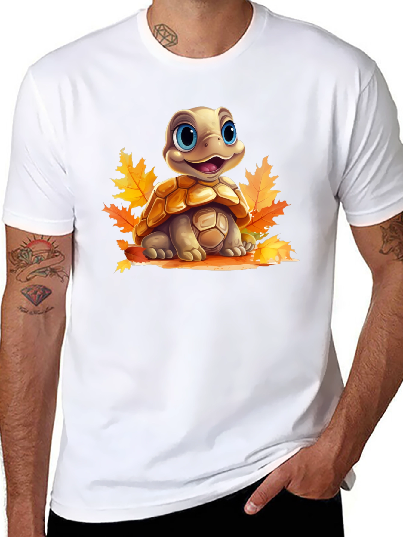 Turtle in Leaves Graphic Tee