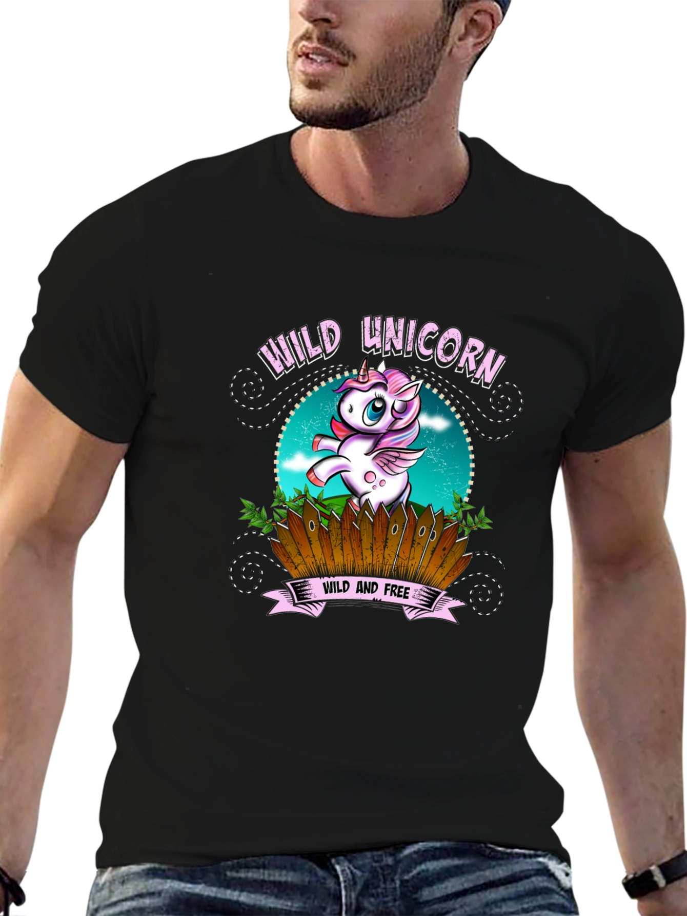 Wild Unicorn Black Graphic T-Shirt