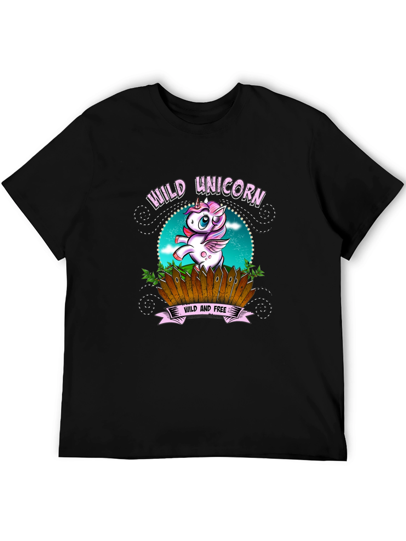 Wild Unicorn Black Graphic T-Shirt