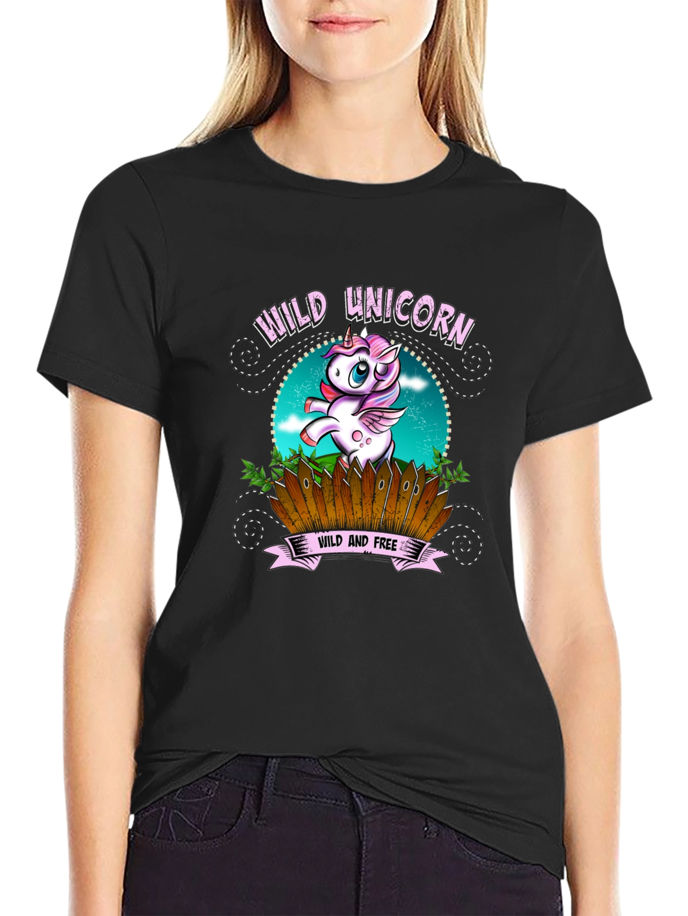Wild Unicorn Black Graphic T-Shirt