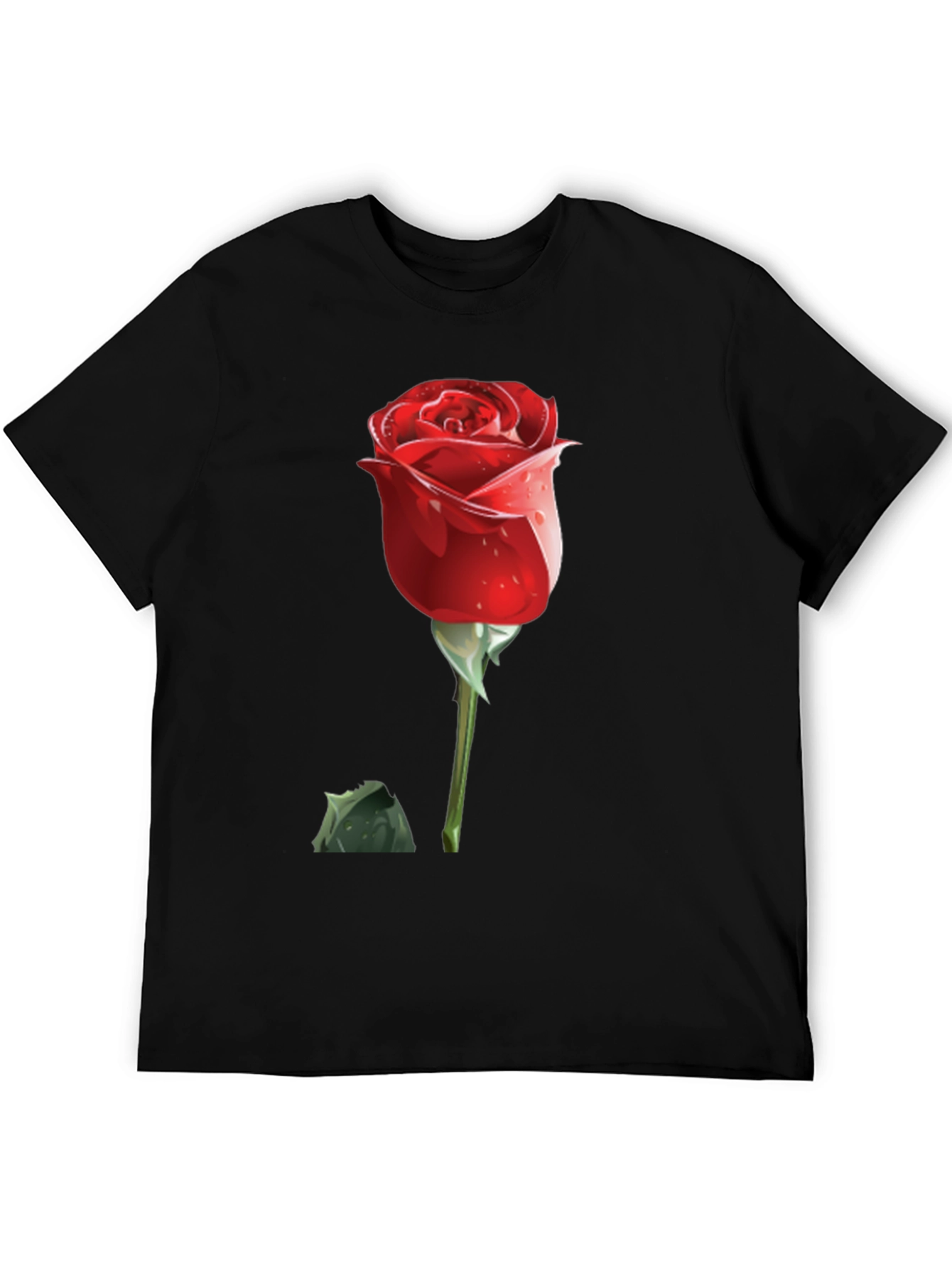 Red Rose Graphic Tee - Mens Black T-Shirt