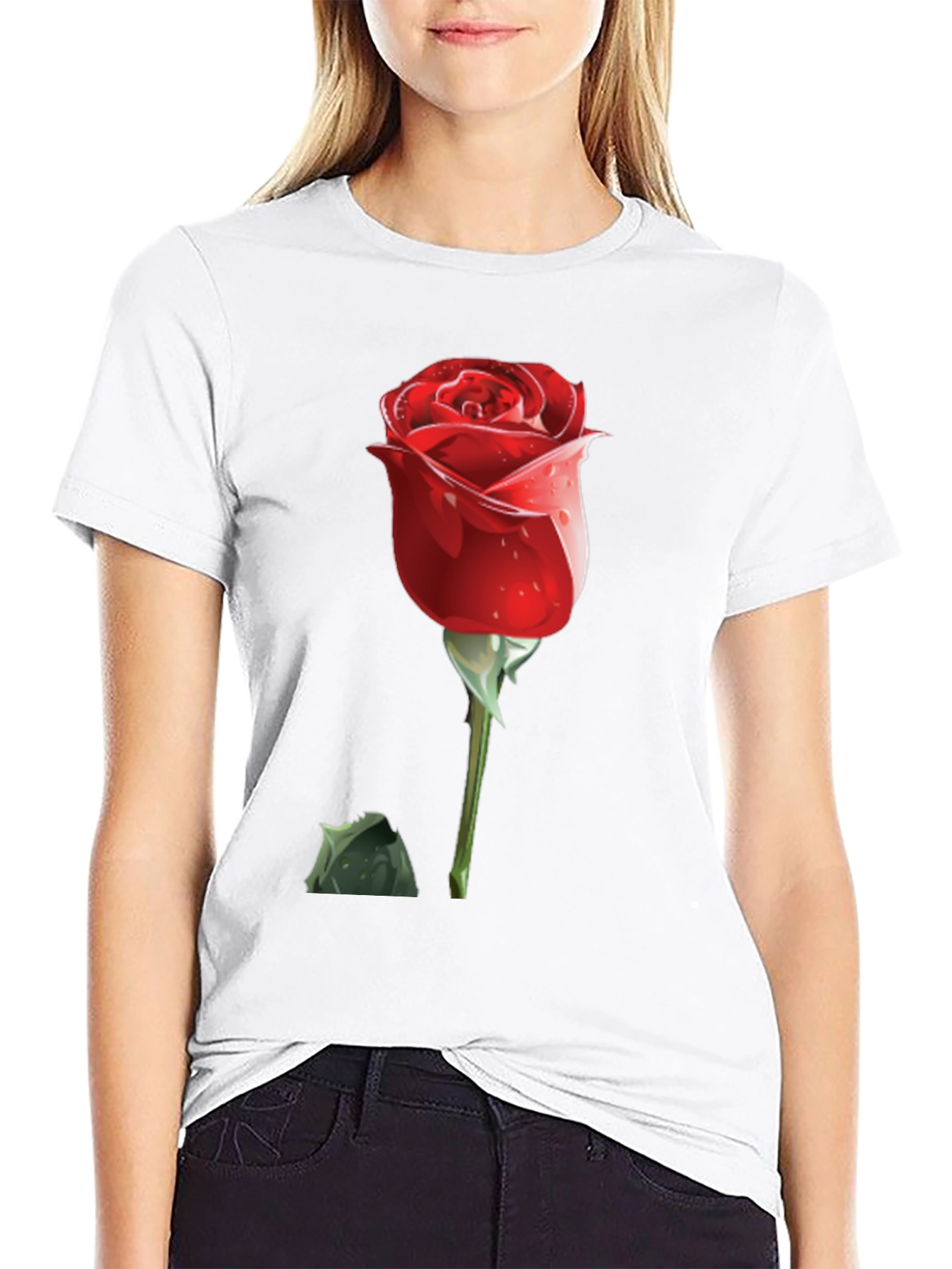 Red Rose Graphic Tee - Mens Black T-Shirt