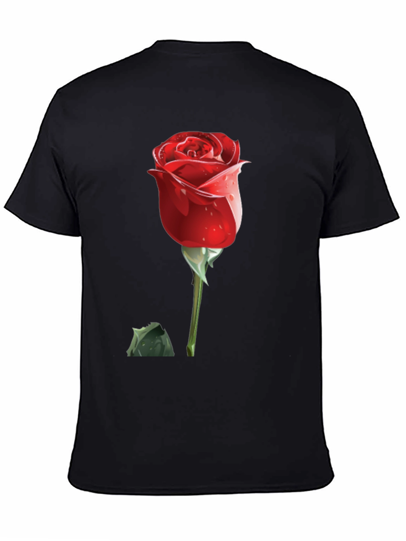 Red Rose Graphic Tee - Mens Black T-Shirt
