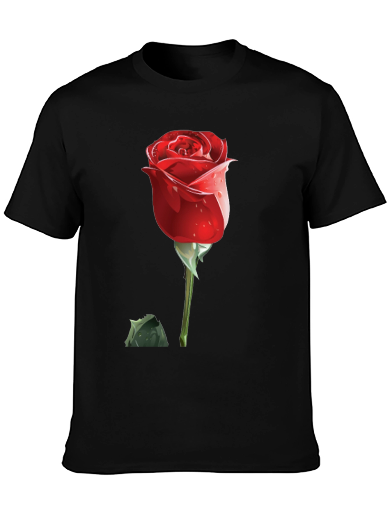 Red Rose Graphic Tee - Mens Black T-Shirt