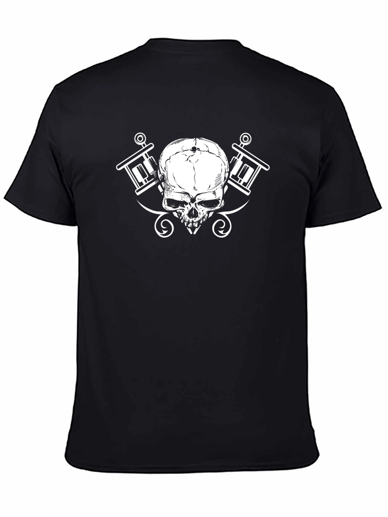 Skull & Tattoo Gun Graphic Black T-Shirt