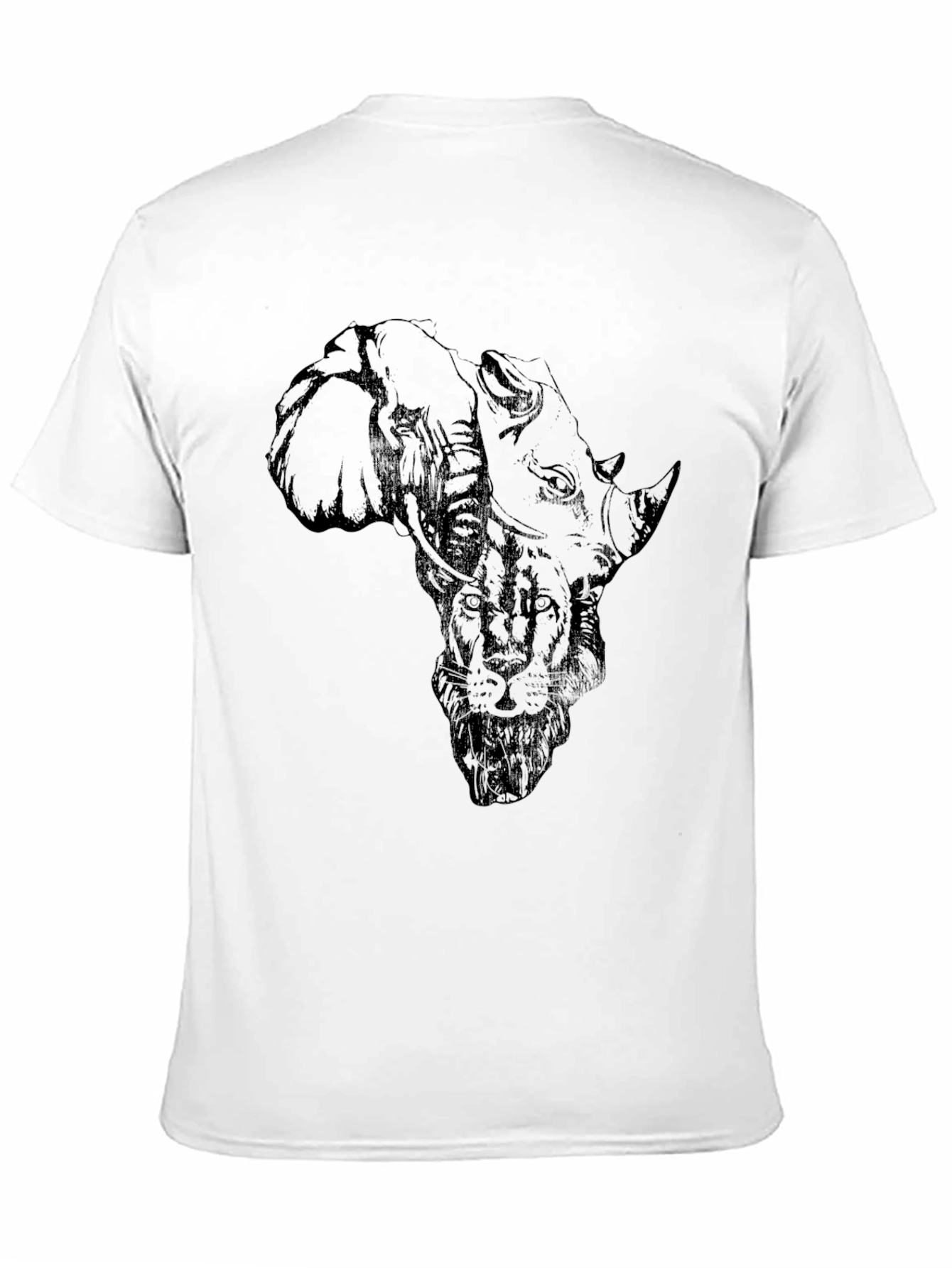 African Animals Graphic Print Black T-Shirt