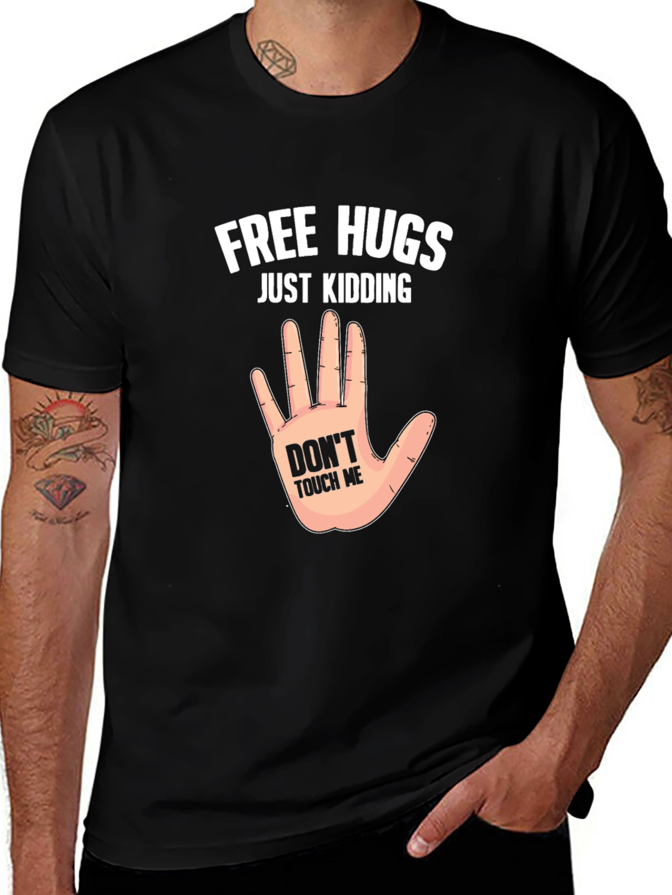 Funny Free Hugs Just Kidding Graphic Tee
