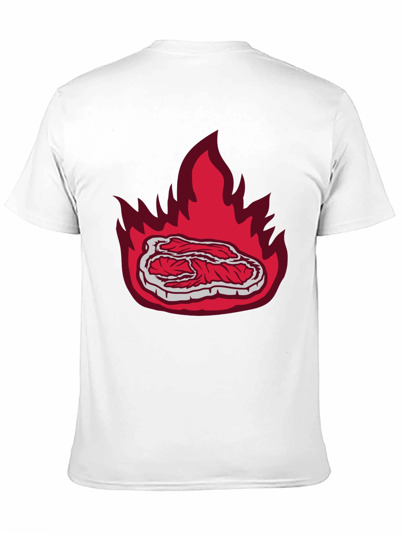 Burning Steak Graphic T-Shirt - Black Casual Tee