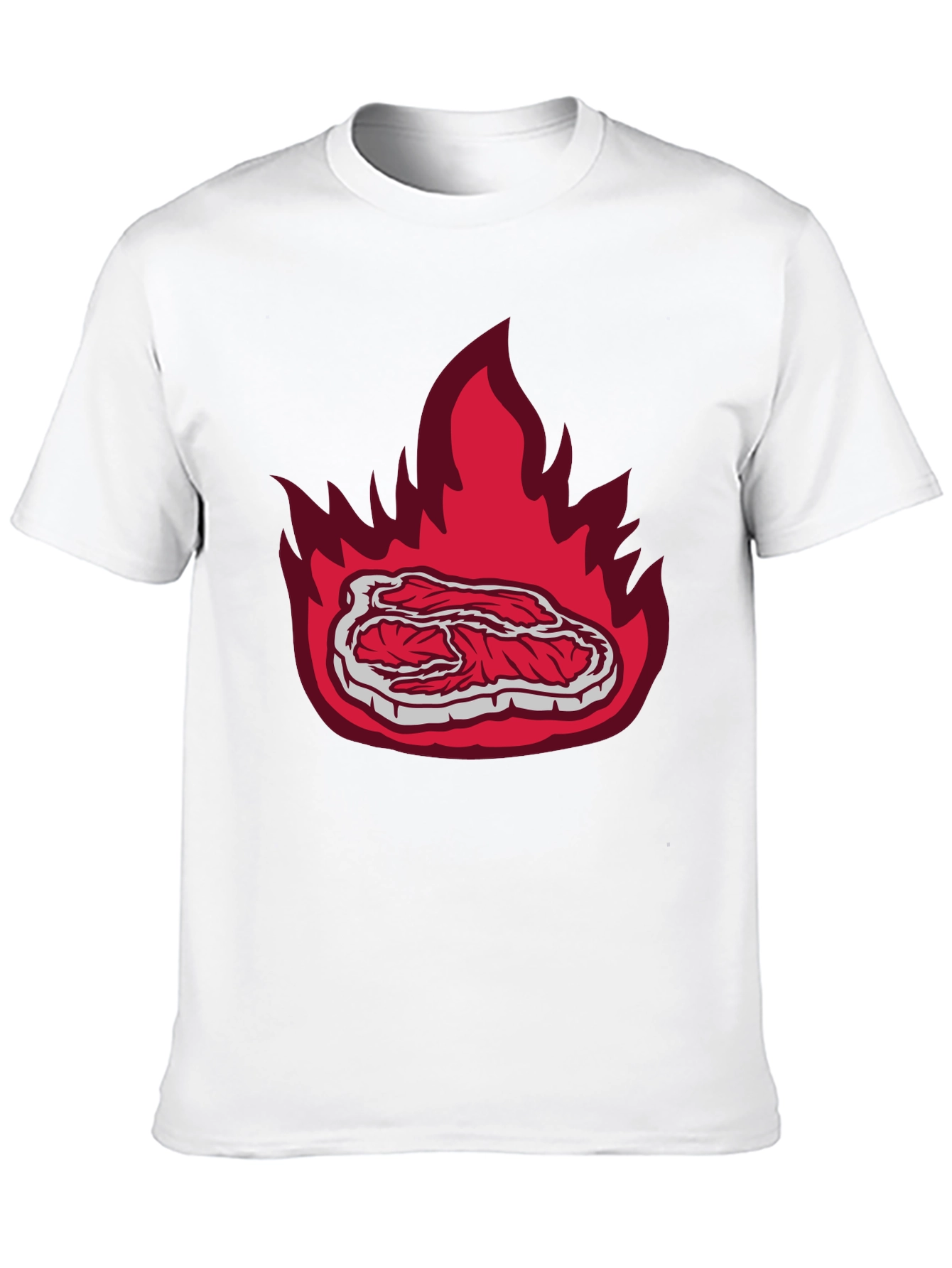 Burning Steak Graphic T-Shirt - Black Casual Tee