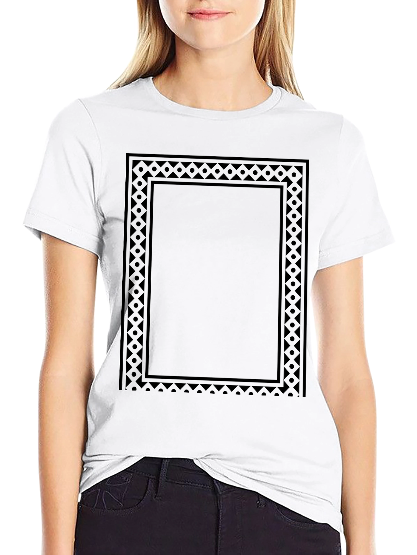 Stylish Black Graphic Tee with Framed Design