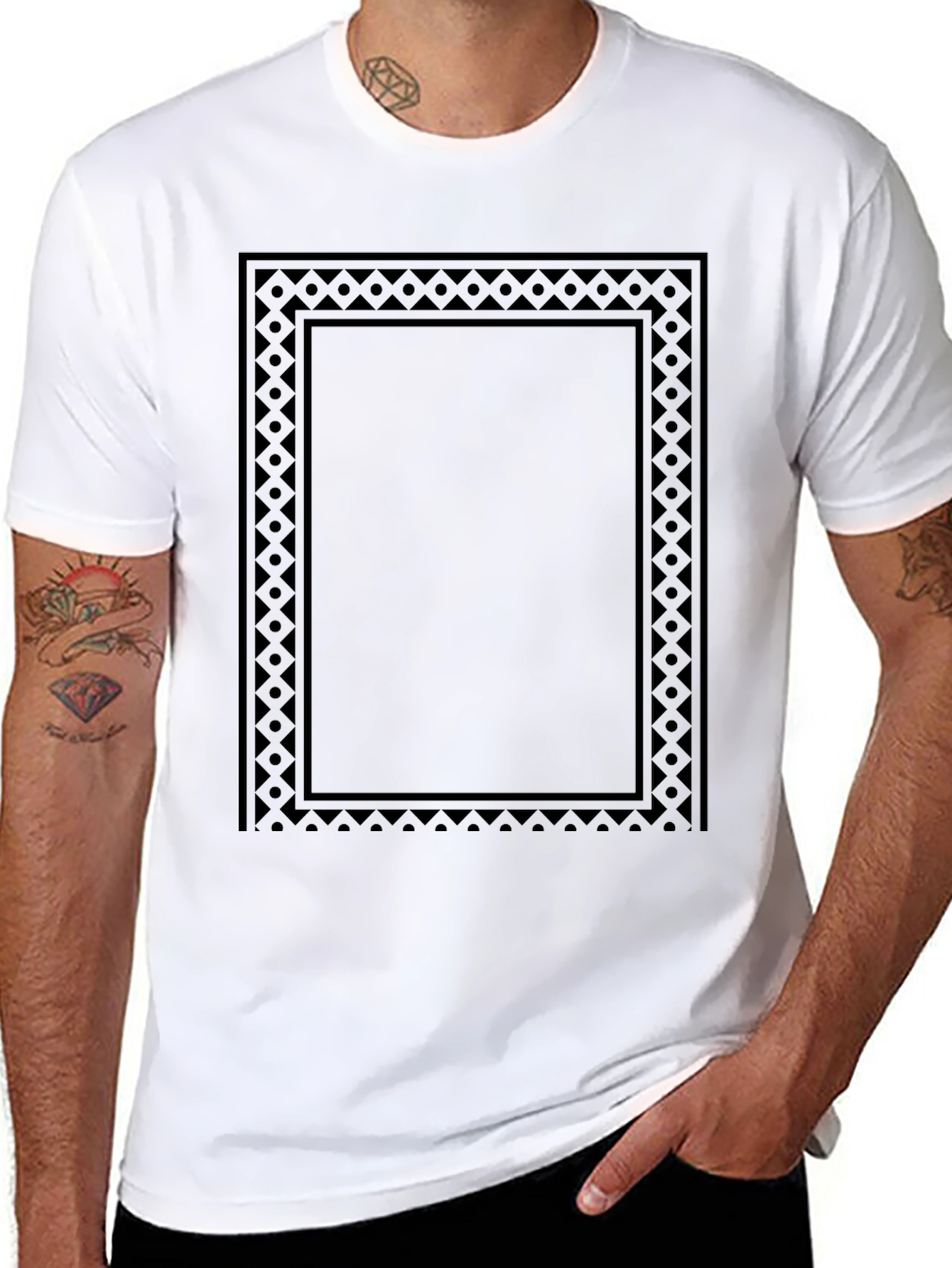 Stylish Black Graphic Tee with Framed Design