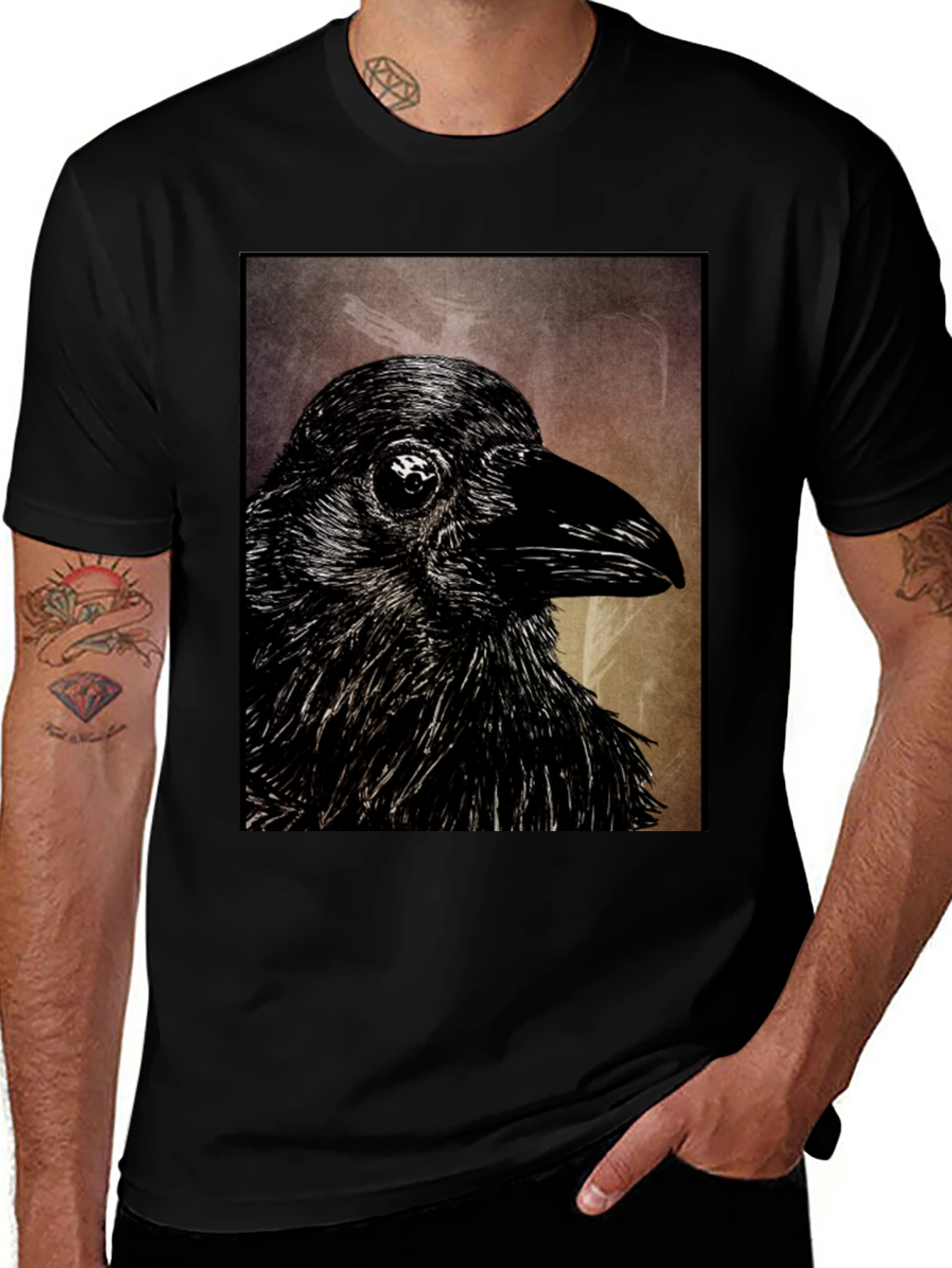 Raven Graphic Black T-Shirt