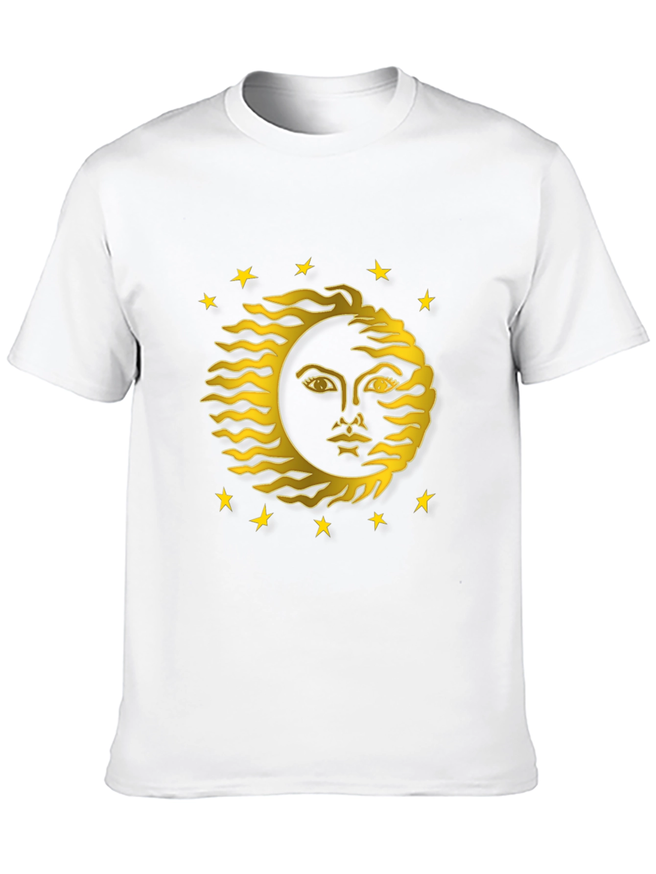 Celestial Sun Face Graphic Tee - Black Cotton T-Shirt