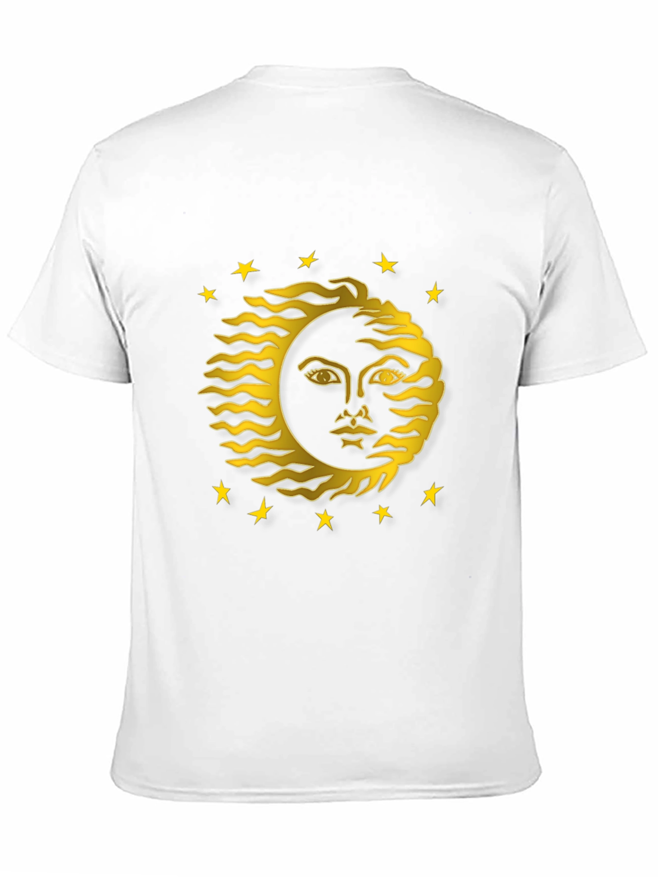 Celestial Sun Face Graphic Tee - Black Cotton T-Shirt