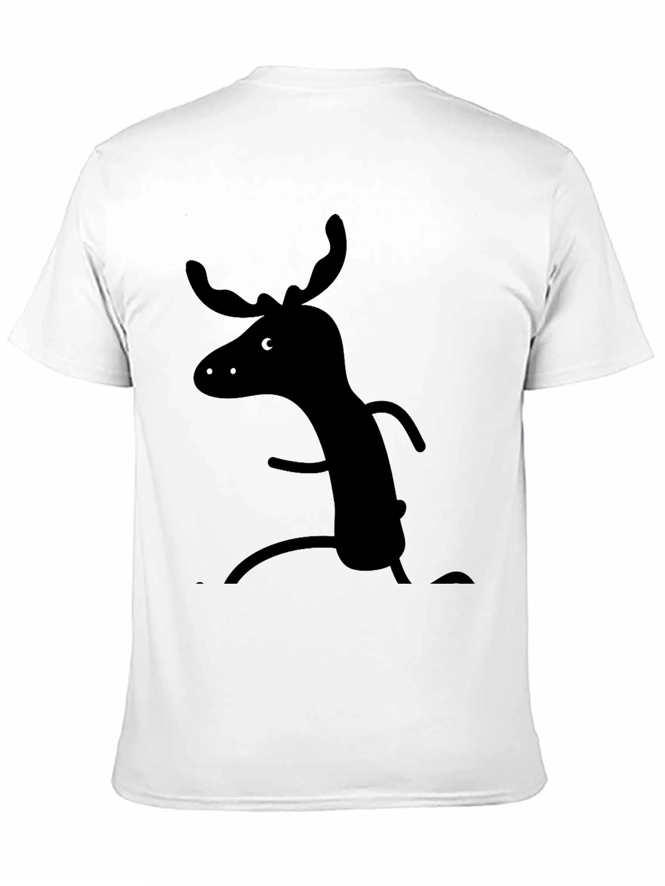 Whimsical Moose Graphic Tee - Black Cotton T-Shirt
