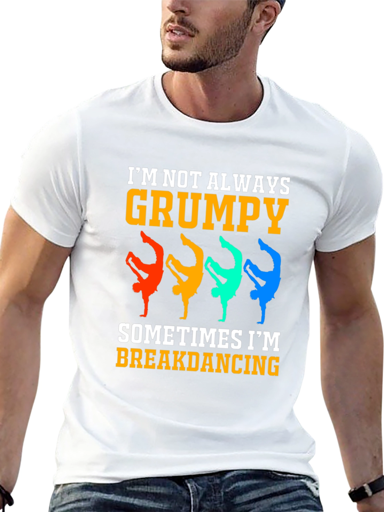 Grumpy Breakdancing Graphic Tee - Funny Mens T-Shirt
